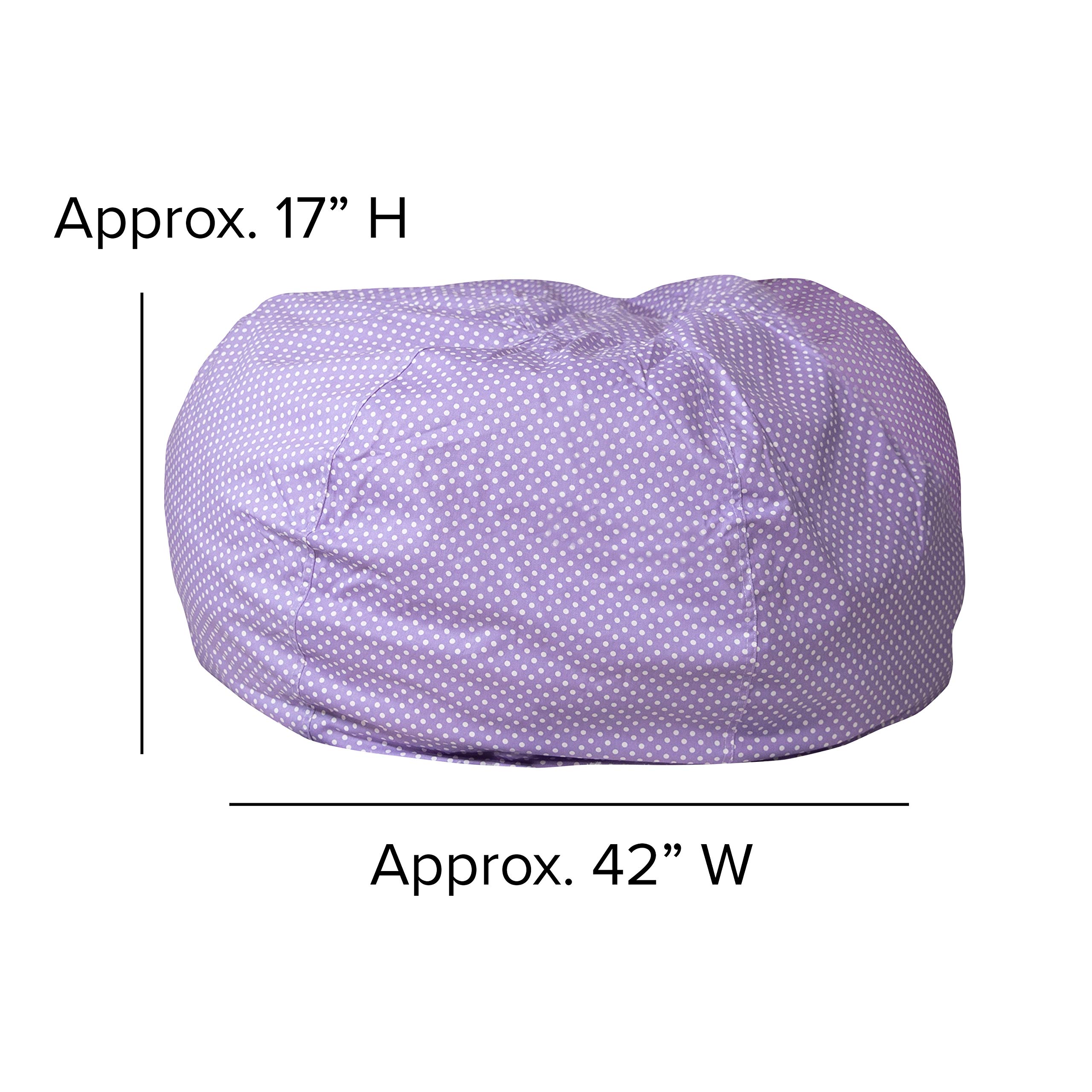 EMMA + OLIVER Oversized Lavender Dot Bean Bag Chair - Comfortable Floor Seating for Kids, Teens & Adults - Perfect for Bedroom, Playroom, Dorm & Lounge Relaxation