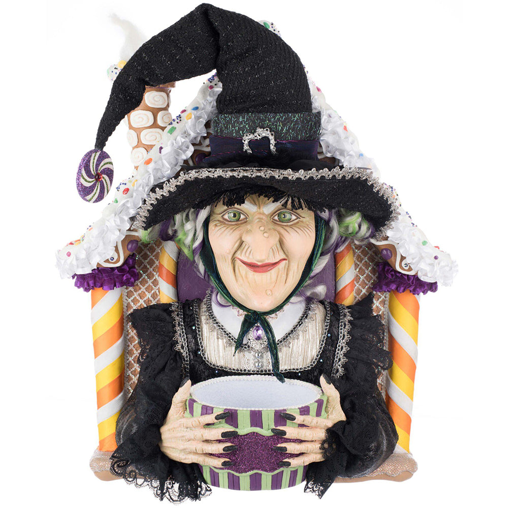 Handcrafted Ginger Witch with Bowl - Katherine's Collection - Perfect for Halloween Decor, Witchcraft Altar & Gift Giving