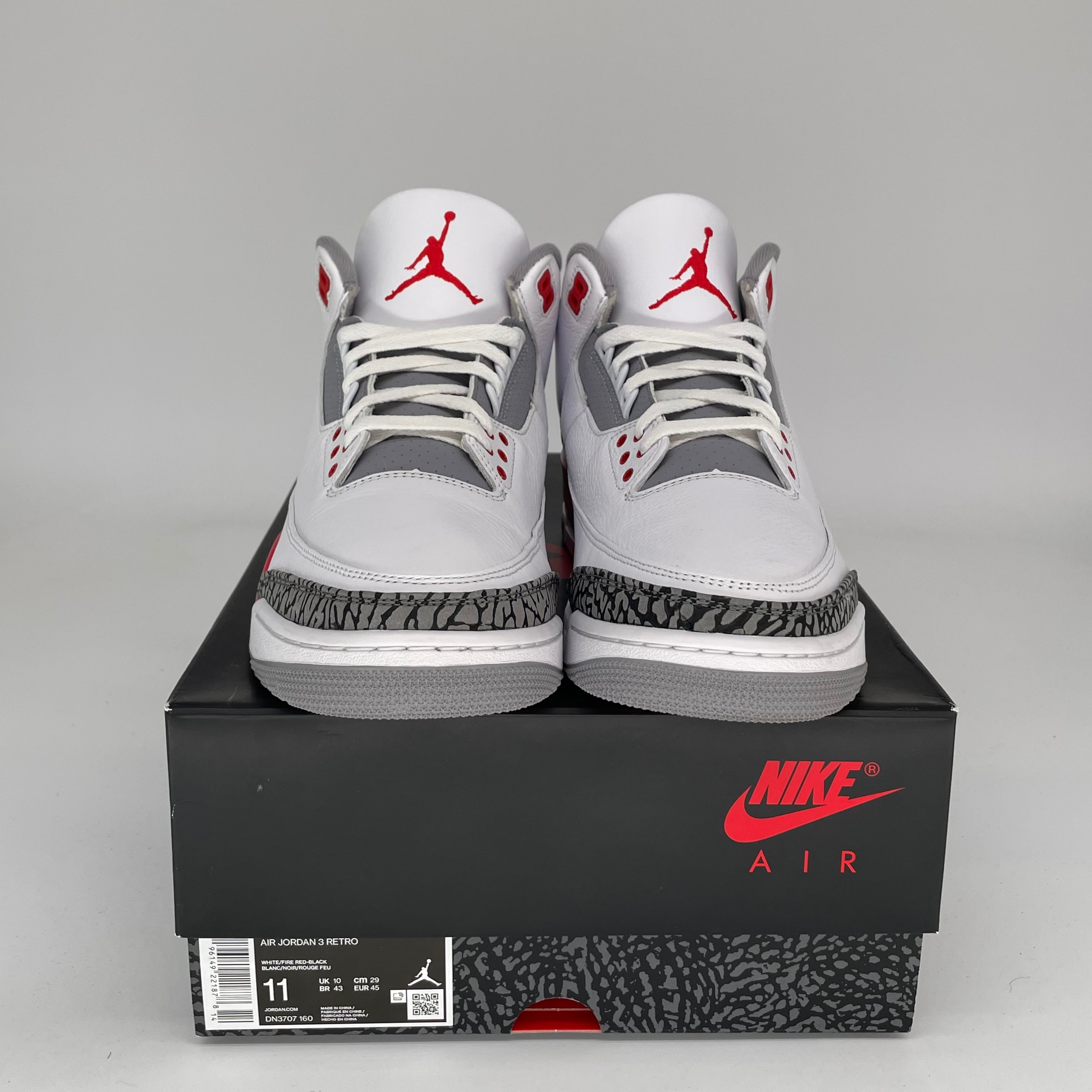 Original Air Jordan 3 Retro 'Fire Red' Men's Basketball Shoes Size 11 DN3707-160 - Perfect for Streetwear & Court Performance