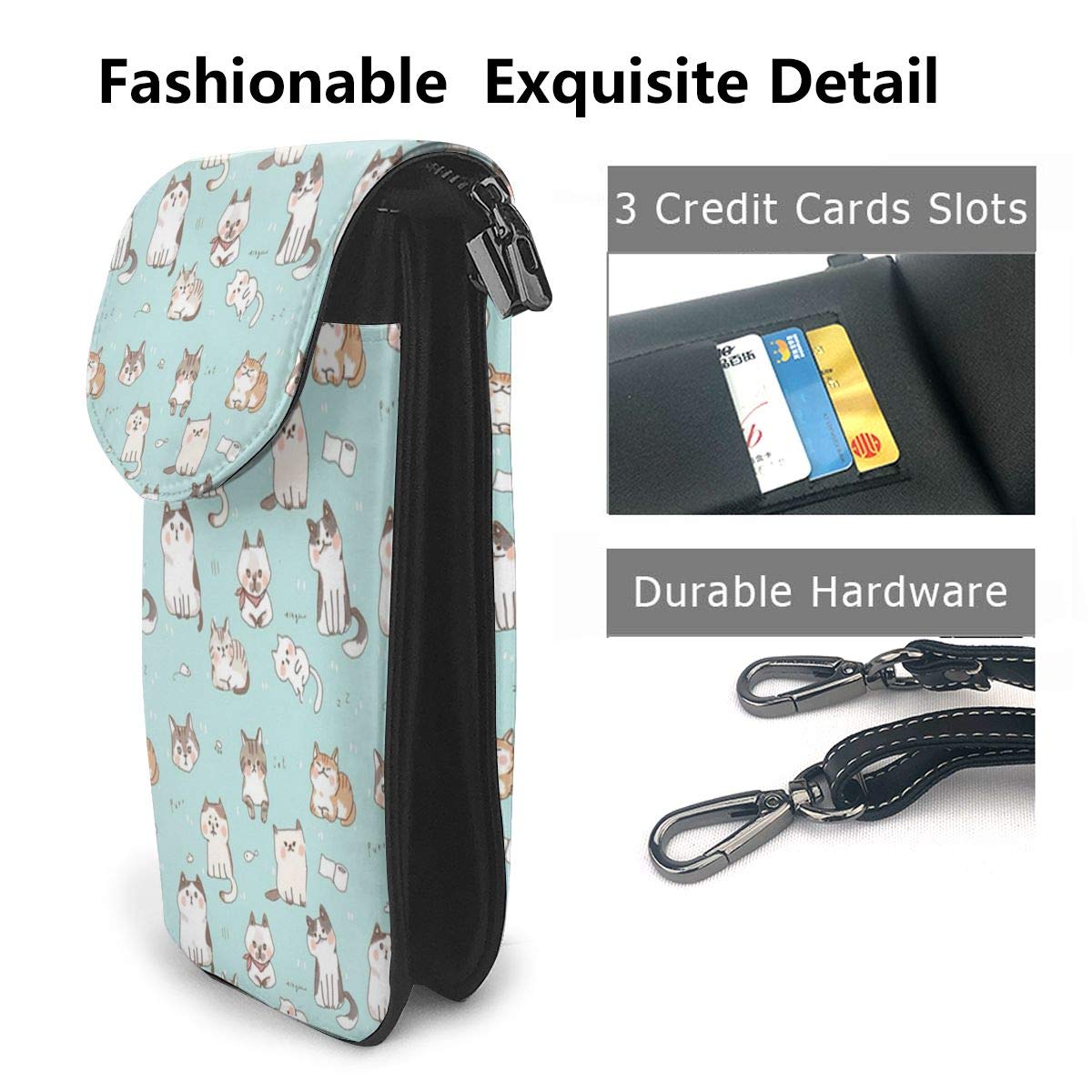 YongColer Fashion Small Crossbody Shoulder Bag - Cute Cat Phone Purse Wallet with Lightweight Roomy Pockets for Women Girls Teens | Perfect for Daily Use, Travel, Shopping & Outfits