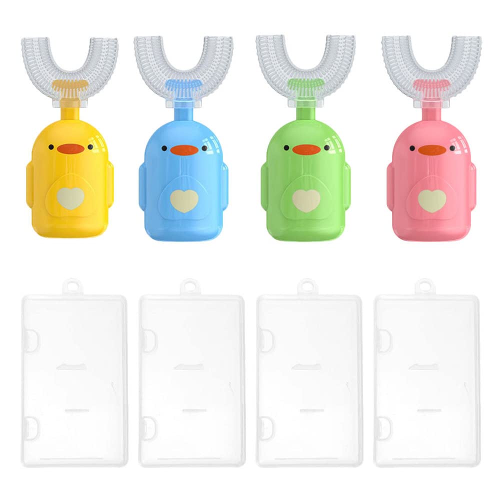**Healeved 4-Pack Kids U-Shaped Electric Toothbrush - Automatic Cartoon Toothbrush for Toddlers & Children, Soft Bristles for Gentle Cleaning - Perfect for Morning & Night Oral Care Routine**
