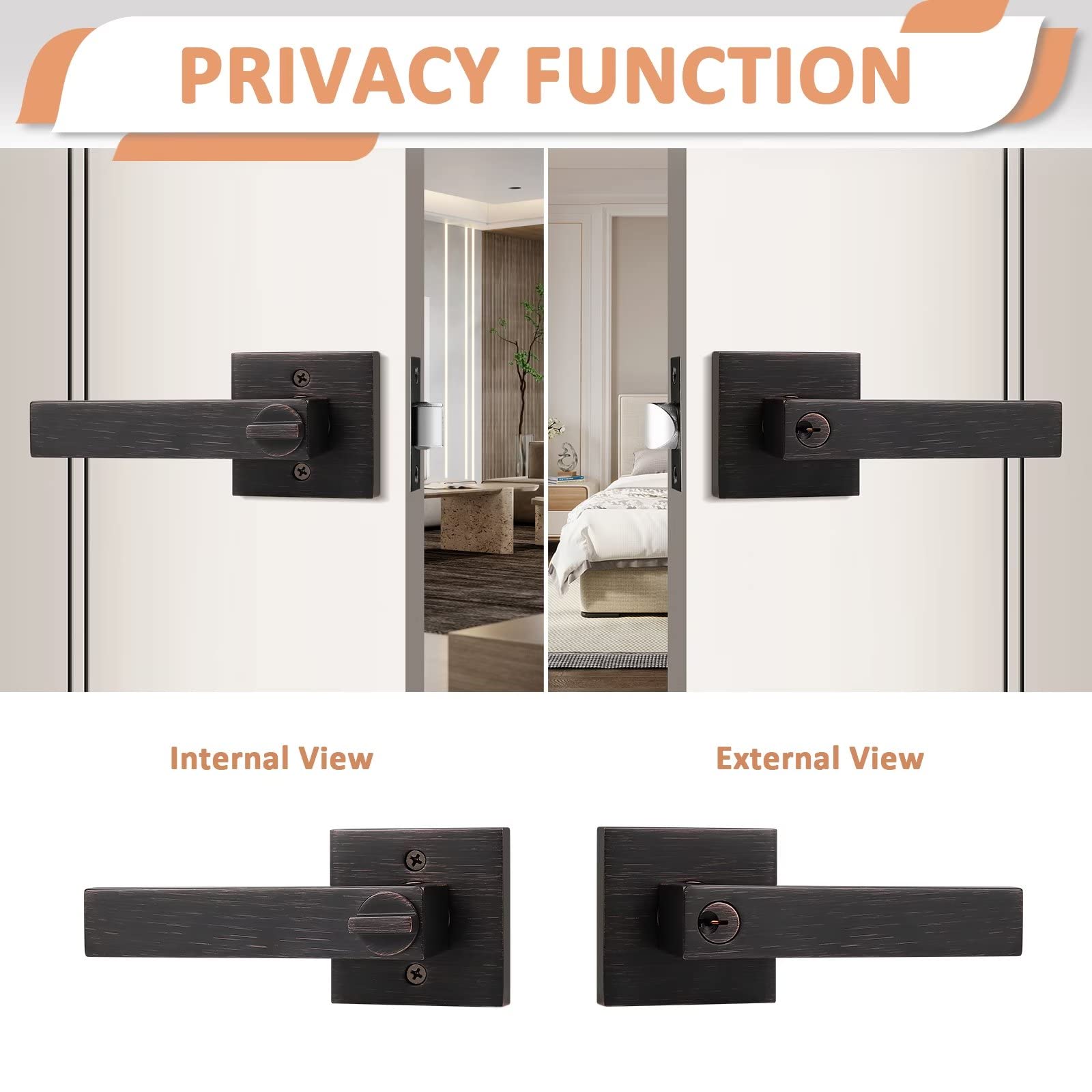 Oil Rubbed Bronze 2-Pack Entry Door Lever Lockset - Keyed Alike Front Door Handle Lock with Keyed Lever Set for Home Security | Perfect for Front Doors, Bedrooms & Office Spaces