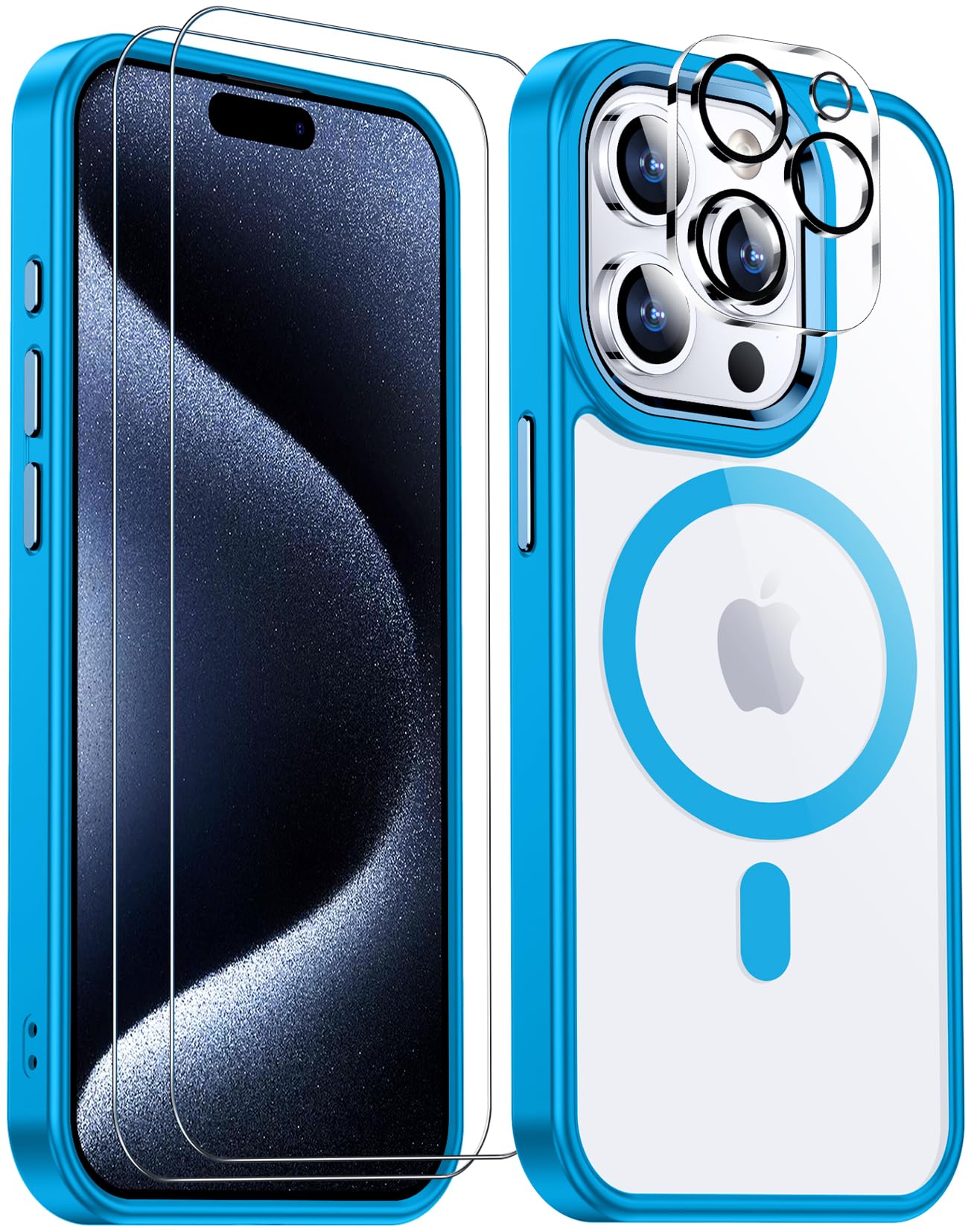 Temdan iPhone 12 Case & iPhone 12 Pro Case - Slim Shockproof Magnetic Phone Cover [Anti-Yellowing] - Blue | Perfect for Everyday Protection & Wireless Charging