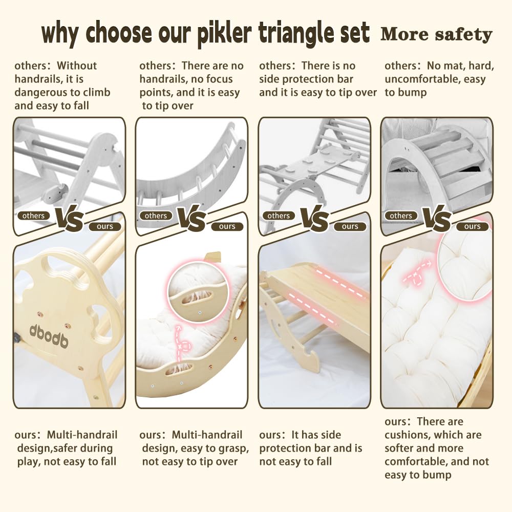 **Montessori Pikler Triangle Set 7-in-1 - Foldable Wooden Climbing Toy for Toddlers 18 Months to 6 Years - Indoor Jungle Play Gym with Ramp, Arch & Ladder - Perfect for Home Playrooms & Daycare Centers**