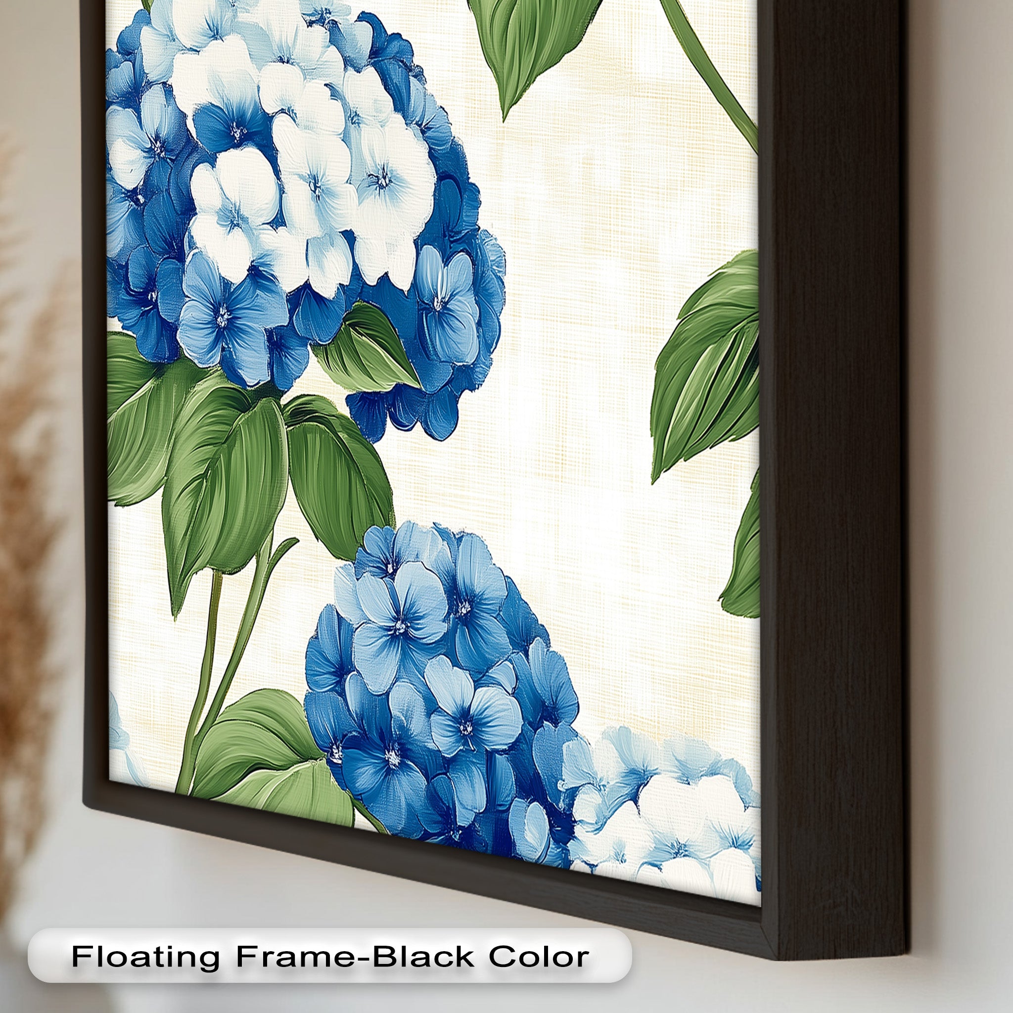 Blue and White Blooming Flower Oil Painting - Handmade Canvas Art for Home Decor, Living Room, Bedroom & Office Wall