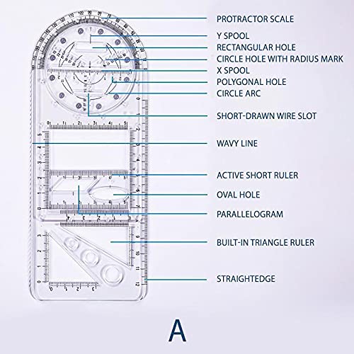 VALINK Helix Angle and Circle Maker - Multifunctional Geometric Ruler & Drawing Template for Math, Engineering, and Design | Perfect for Students, Architects, and DIY Projects | School & Office Supplies Measuring Tool