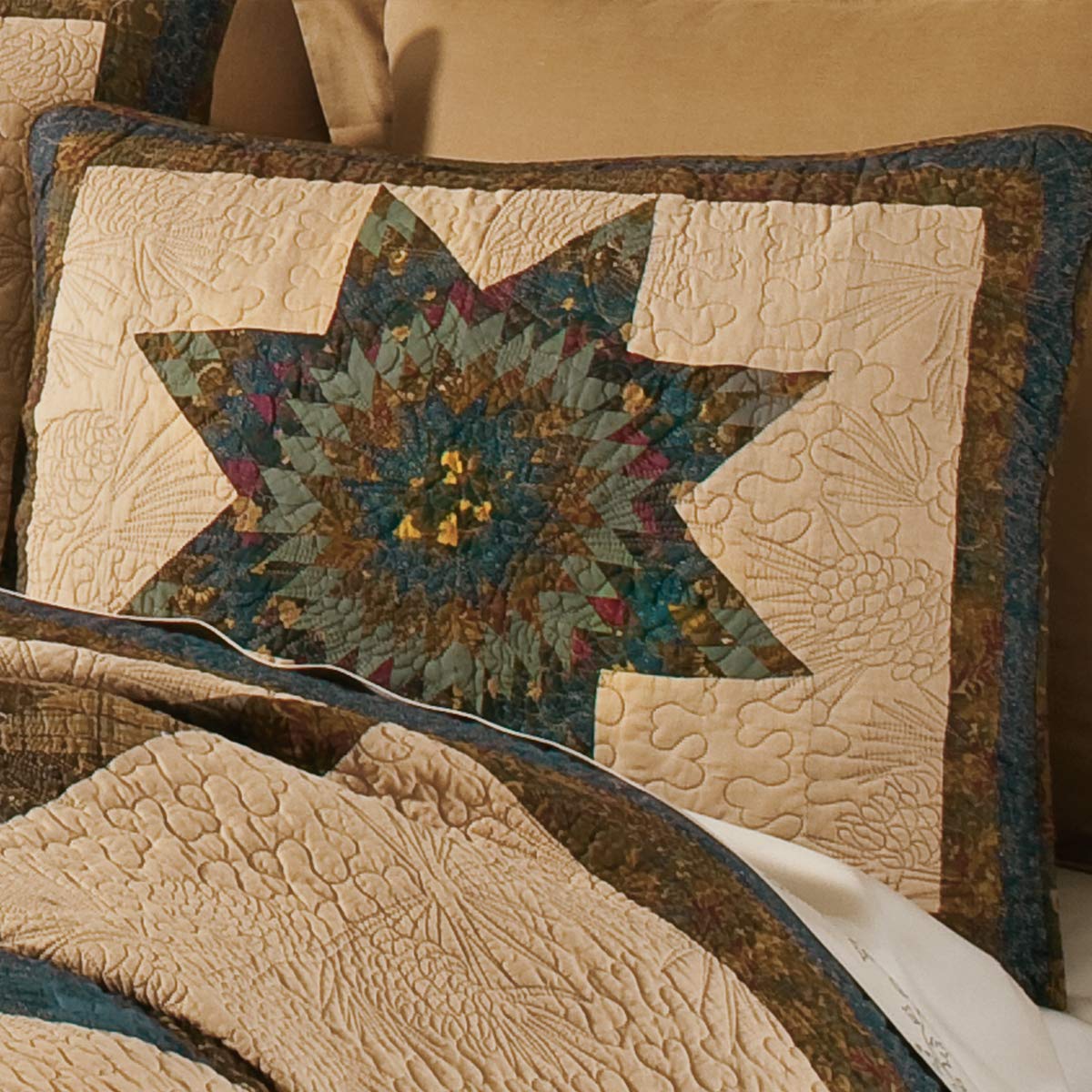 Donna Sharp Decorative Pillow Sham - Forest Star Lodge Patchwork Pillow Cover with Star Design for Bedroom & Living Room Decor | Standard Size Home Accent Throw Pillow Case