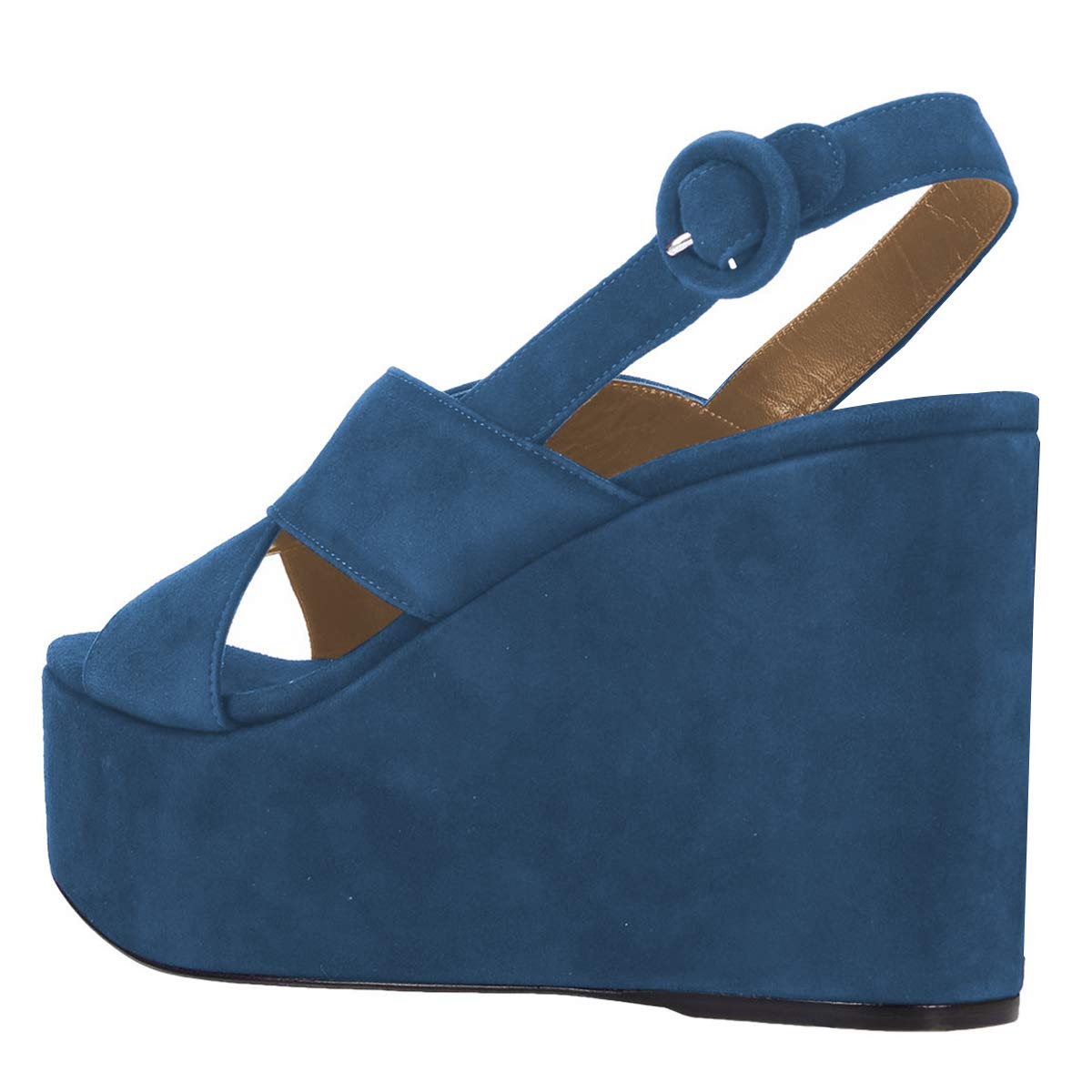 YDN Women's Wedge High Heel Sandals - Peep Toe Strappy Pumps with Buckle, Slingback Platform Dress Shoes for Party, Office & Wedding - Comfortable & Stylish for Work, Date Night & Special Occasions