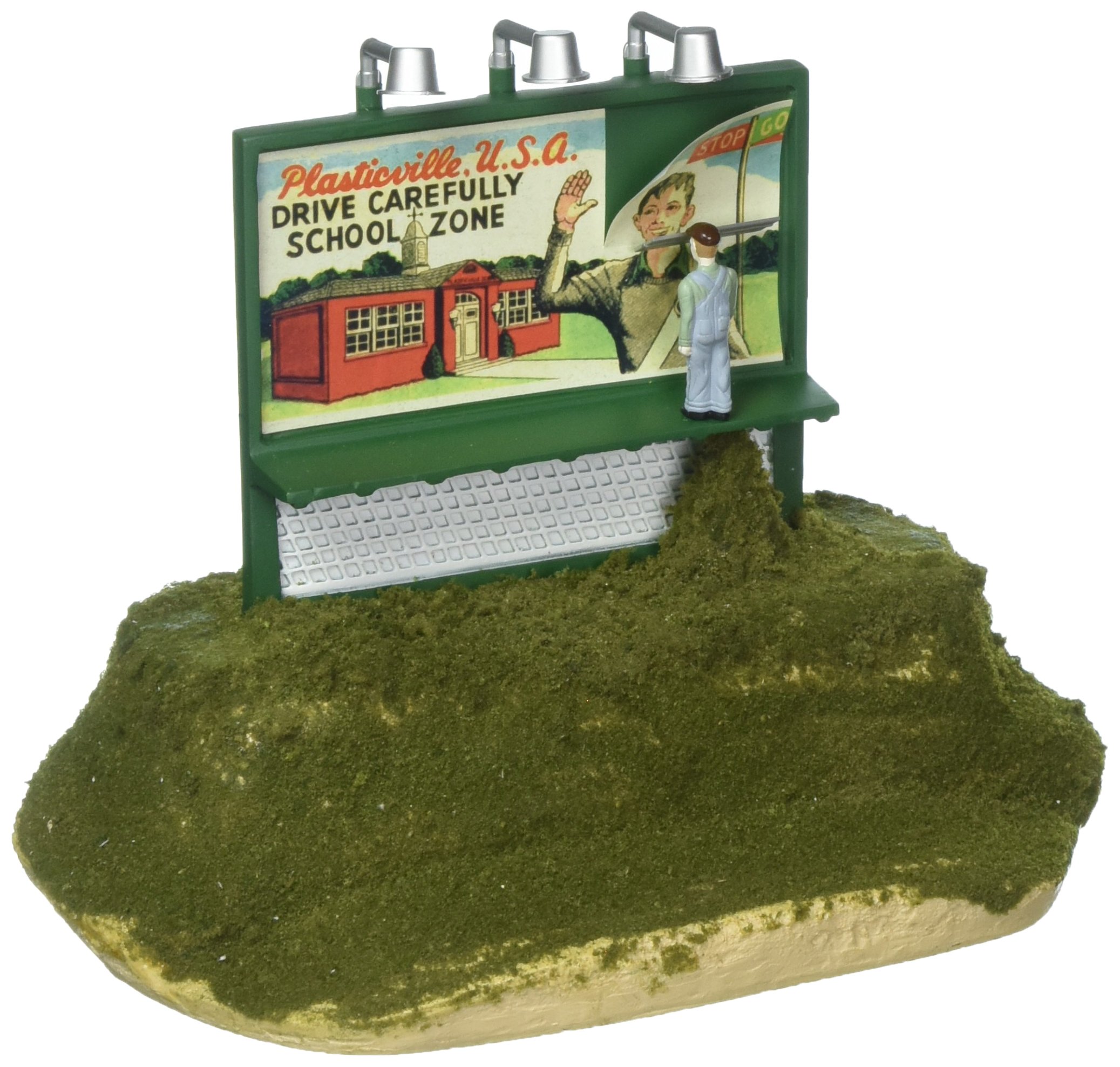 Plasticville O Scale School Zone Operating Billboard - Perfect for Model Train Layouts & Diorama Scenes