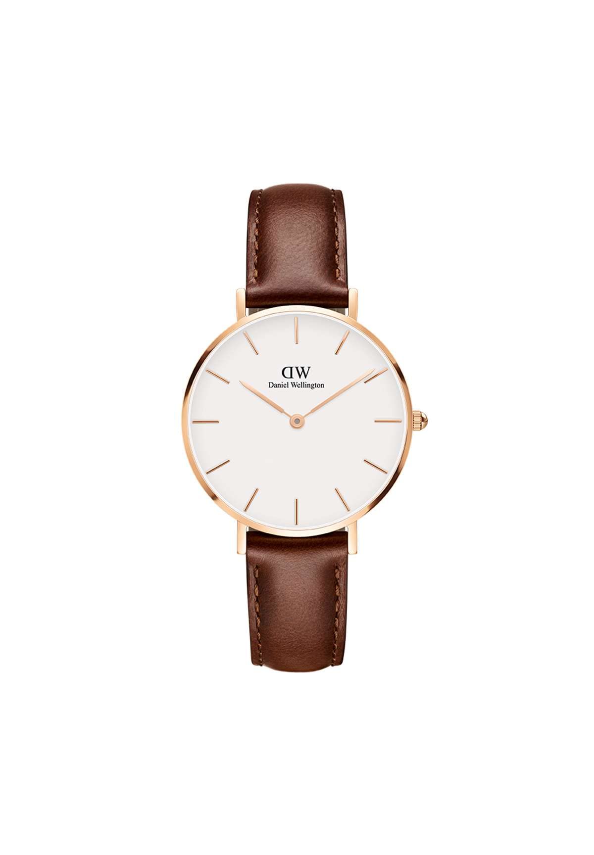 Daniel Wellington Petite St Mawes Watch - Italian Brown Leather Band for Women | Elegant Minimalist Design, Perfect for Office, Date Night & Everyday Wear