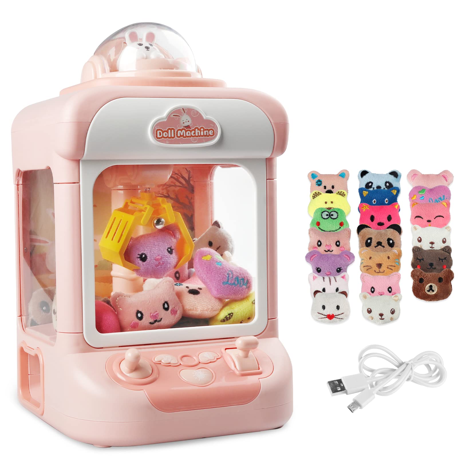 Mini Claw Machine for Kids - Electronic Arcade Candy Grabber Prize Dispenser Toy with Lights & Sound - Fun Birthday Party Game for Girls & Boys (Rabbit Design) - Perfect for Home Play, Carnival Prizes & Gift Exchanges