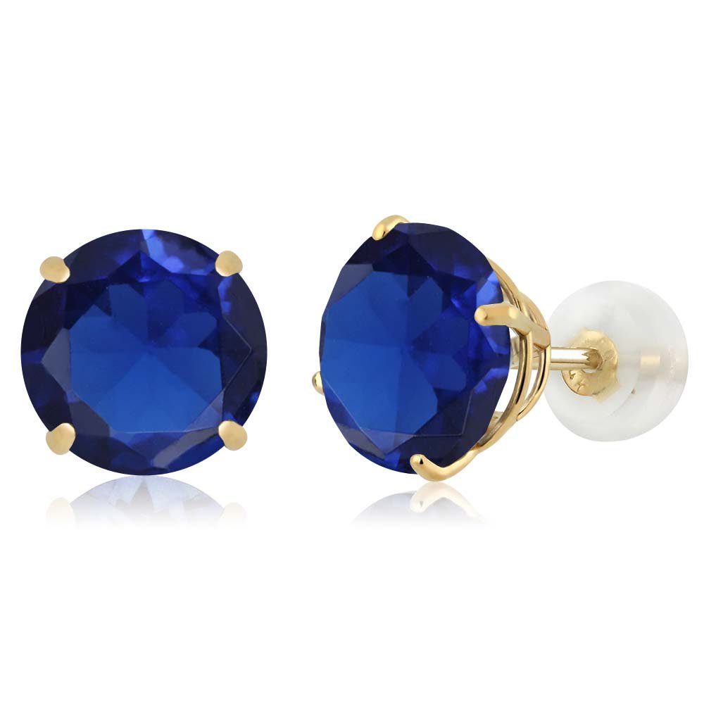14K Yellow Gold 8MM Round Birthstone Stud Earrings for Women & Men | Genuine Gemstone Jewelry | Perfect Gift for Anniversary, Birthday & Special Occasions