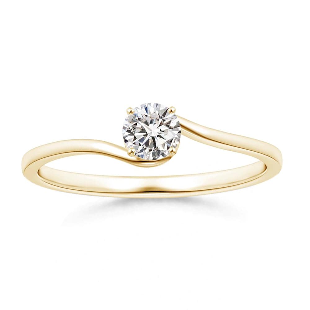 Classic Solitaire Round Lab Grown Diamond Twist Promise Ring for Women - Elegant Engagement, Anniversary & Wedding Jewelry Gift