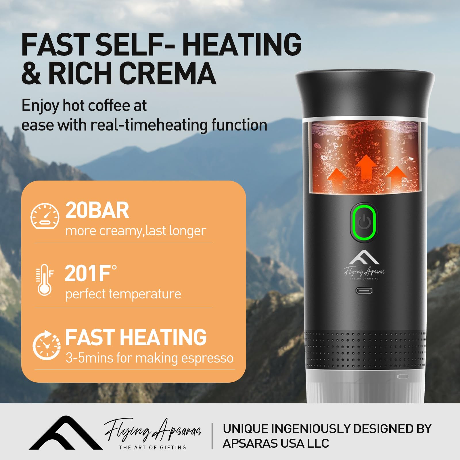 Portable Espresso Maker - 20 Bar Mini Electric Coffee Machine, 3-in-1 Travel Coffee Maker for Ground Coffee & Capsules (NS & DG Compatible) | Perfect for RV Trips, Camping, Hiking & Car Travel