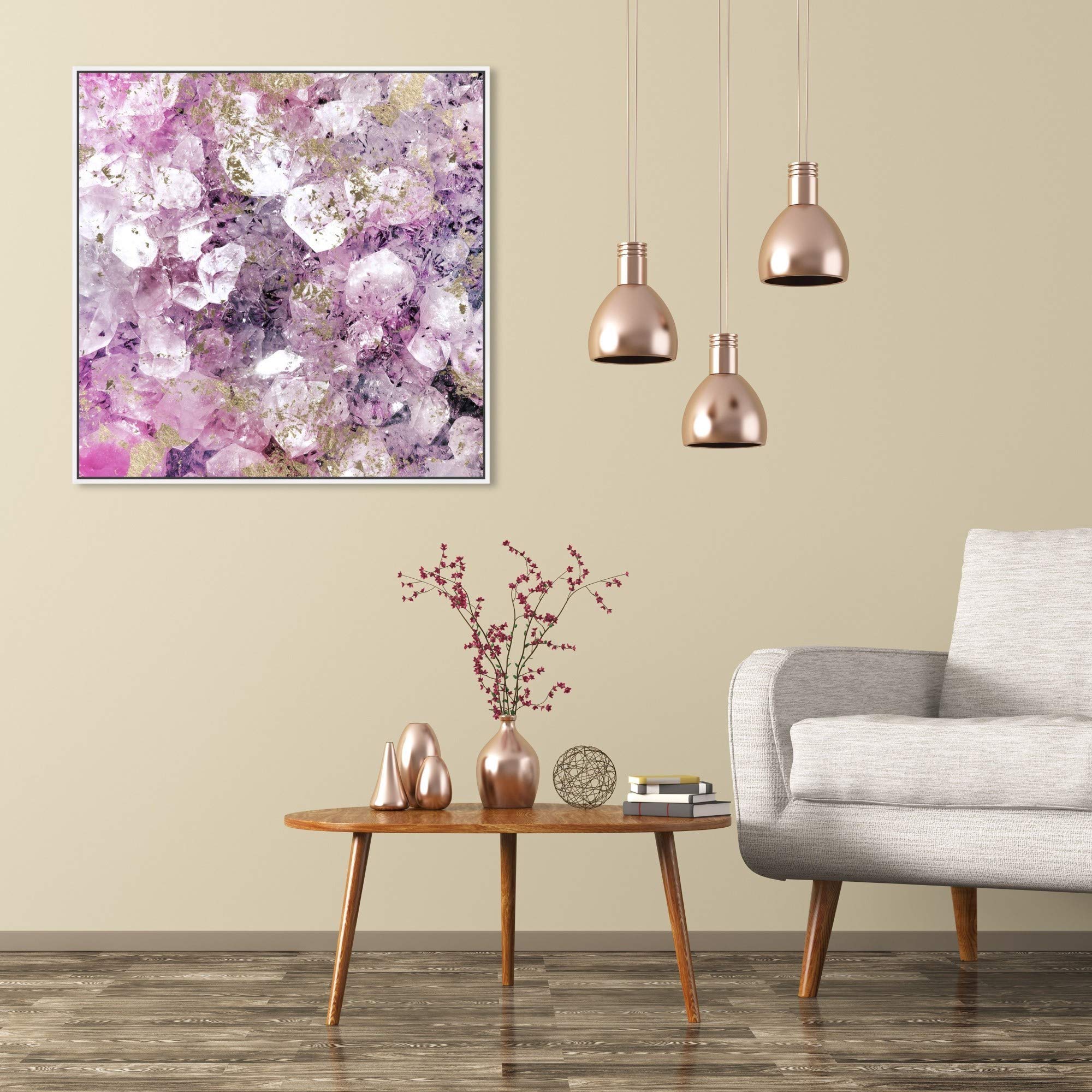Oliver Gal Abstract Framed Wall Art - 30x30 Inch Purple & Gold Crystal Canvas Print for Romantic Home Decor | Perfect for Living Room, Bedroom & Office