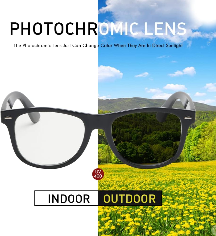 Photochromic Blue Light Blocking Glasses for Men & Women - Transition Lenses for Day & Night Use - Computer, Reading, Driving & Outdoor Activities Eyewear