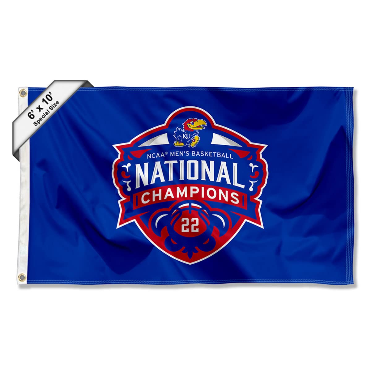 Kansas KU Jayhawks 6x10 Feet Large Basketball Flag - NCAA Final National Championship Banner - Perfect for College Dorms, Game Day Decor & Sports Fan Gifts