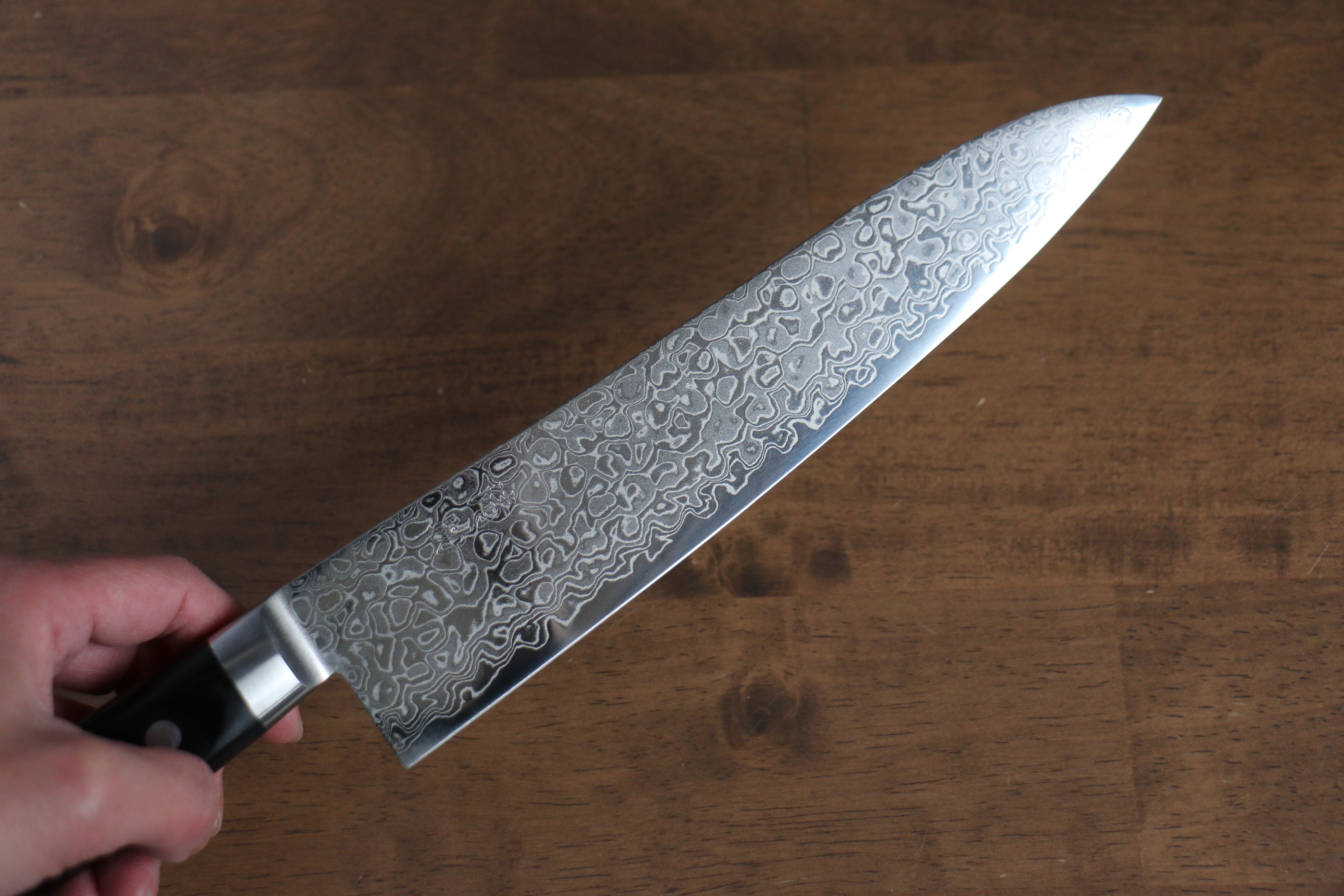 Premium AUS10 Damascus Gyuto Knife 210mm - Mirrored Finish, Black Pakka Wood Handle - Japanese Chef Knife for Professional Cooking, Slicing, and Meat Cutting