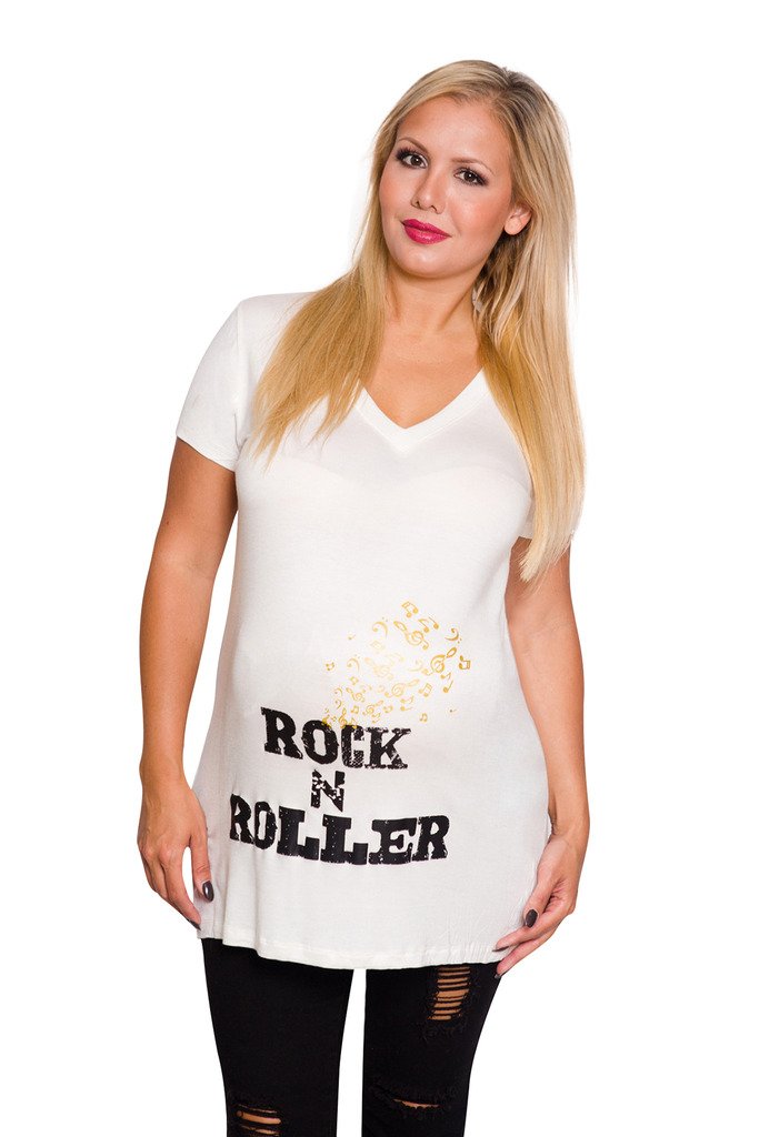 Rock 'n' Roll Maternity T-Shirt for Pregnant Women - Comfortable & Stylish Pregnancy Tee for Concerts, Casual Wear & Maternity Photos
