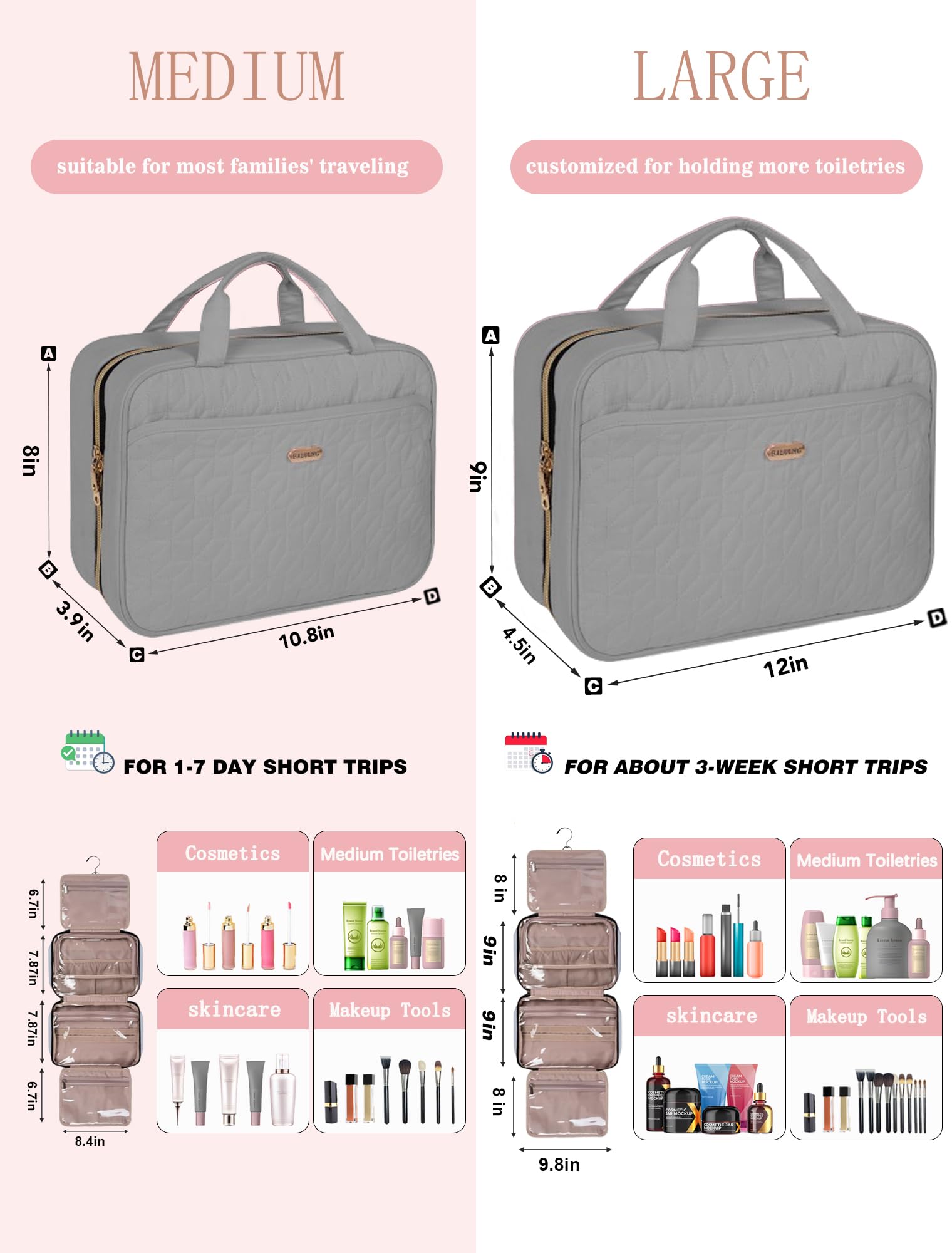 Waterproof Hanging Toiletry Bag for Women & Men - Large Capacity Travel Makeup Organizer with Hook | Perfect for Gym, Camping, Business Trips & Vacation Essentials