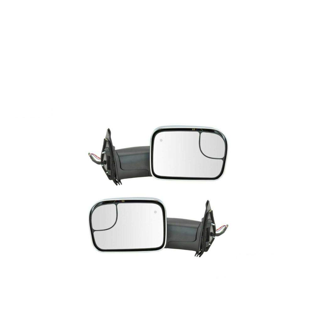 Sunroad Tow Mirror Power Heated with Turn Signal & Blind Spot Detection - Chrome Pair for Trucks & Trailers