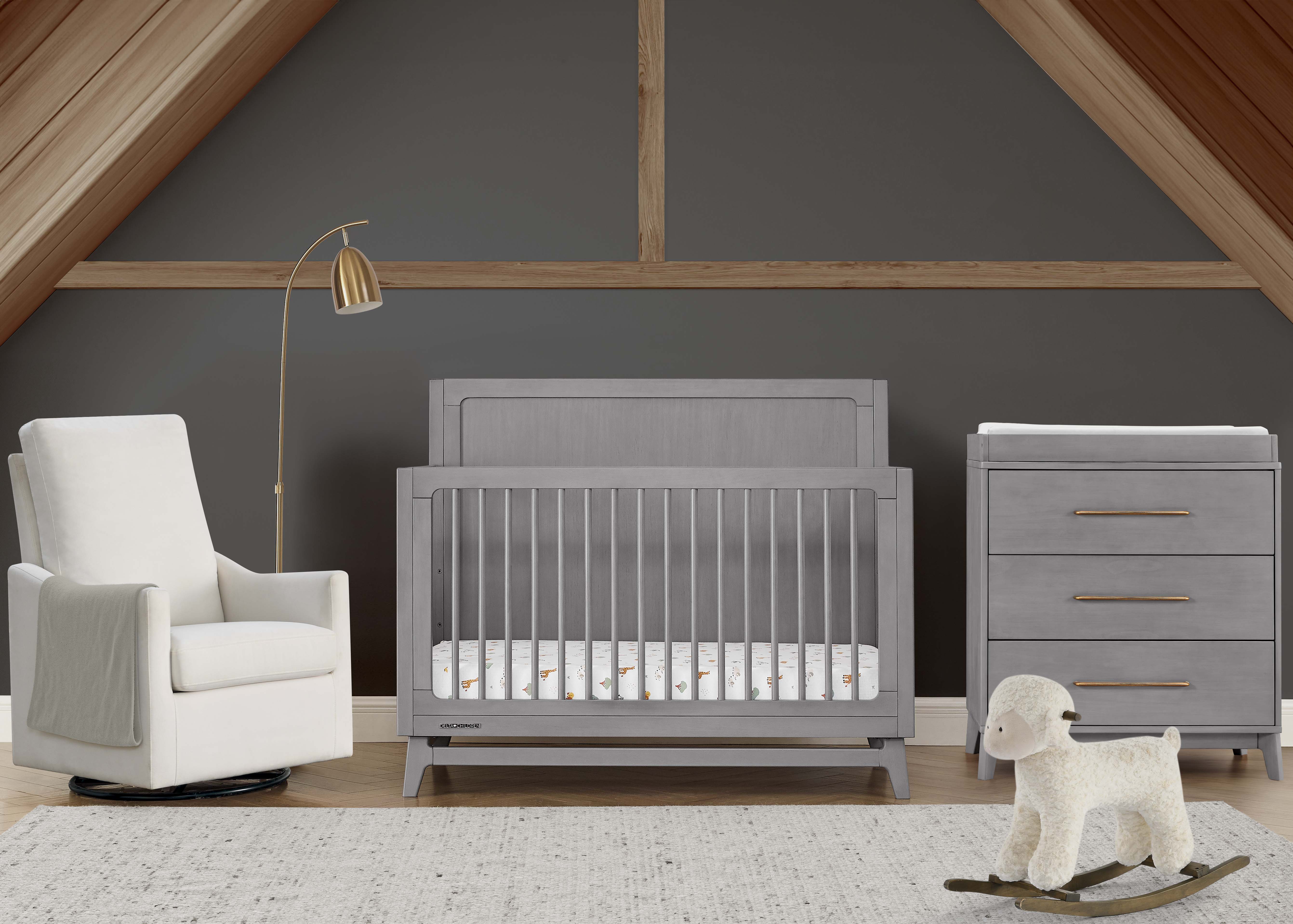 Spencer 6-in-1 Convertible Baby Crib - Toddler Bed & Daybed with Mattress - Nursery Furniture for Boys & Girls - Perfect for Small Spaces & Modern Nurseries