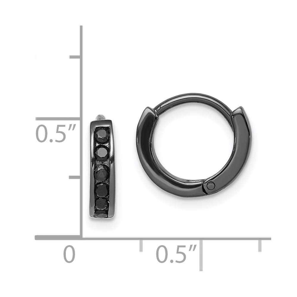 925 Sterling Silver Black Rhodium Plated Cubic Zirconia Hinged Hoop Earrings for Women - Elegant Fine Jewelry Gift for Her - Perfect for Parties, Weddings & Everyday Wear
