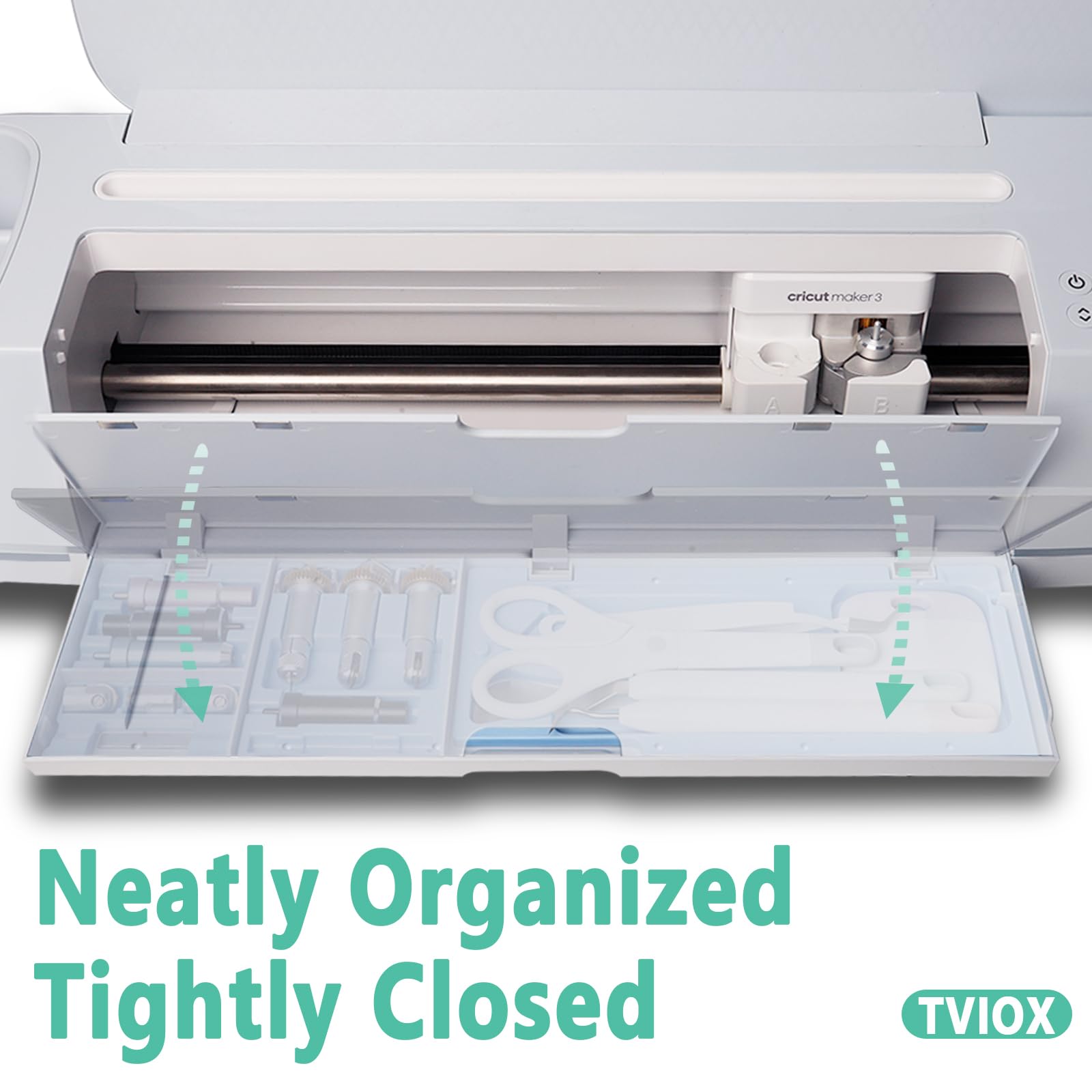 TVIOX Tool Storage Insert Organizer for Cricut Maker 3 & Maker - Drawer Weeding Tools Kit Tray with Quick-Swap Blade Holder - Perfect for Crafting, Scrapbooking & DIY Projects (Blue, Blades & Tools Not Included)
