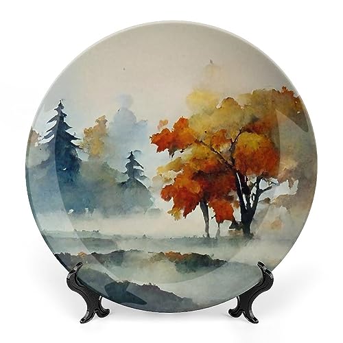 Fall Season Forest & Maples Watercolor Painting