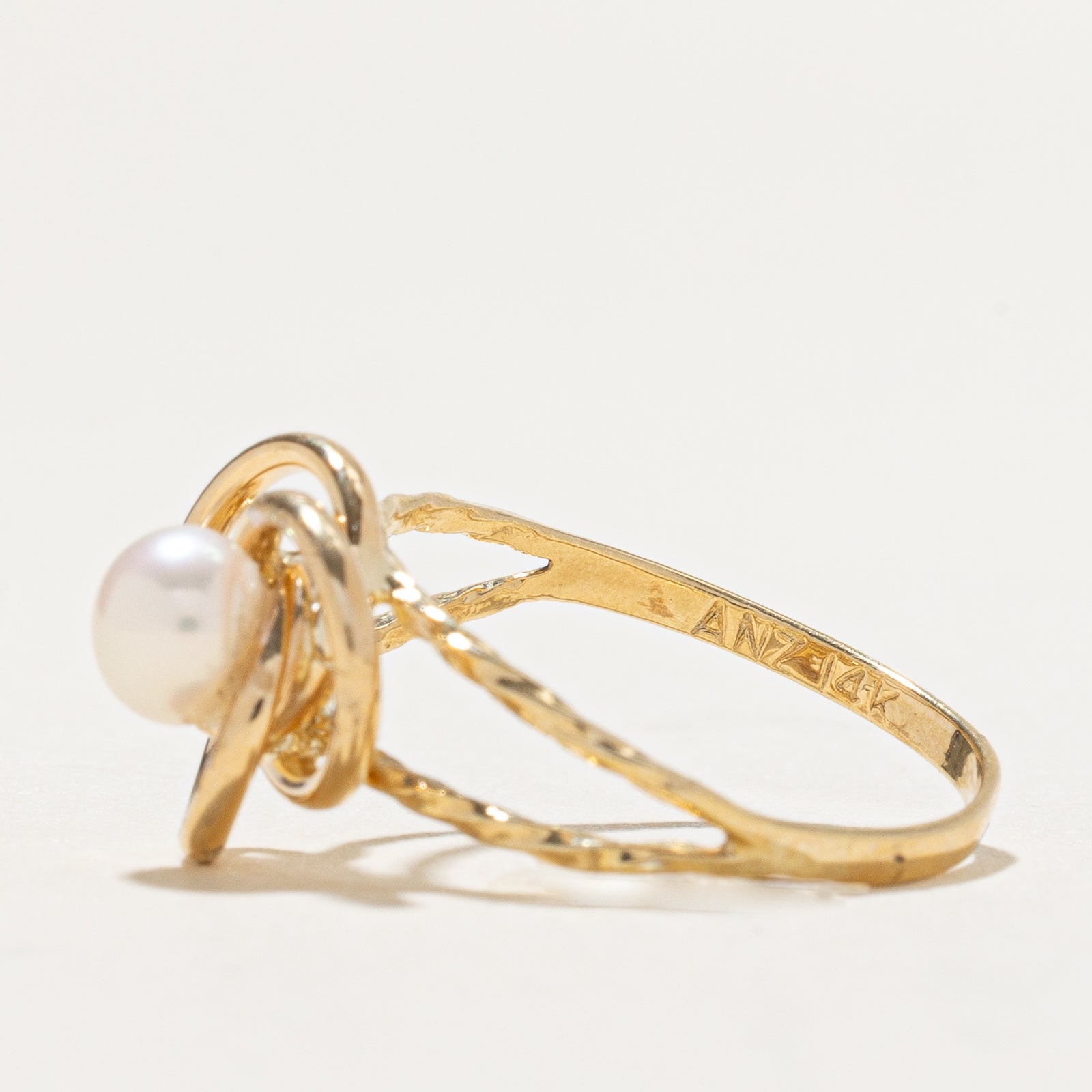 Elegant Solitaire Pearl Abstract Ring - Size 6.5 | Perfect for Weddings, Anniversaries & Special Occasions