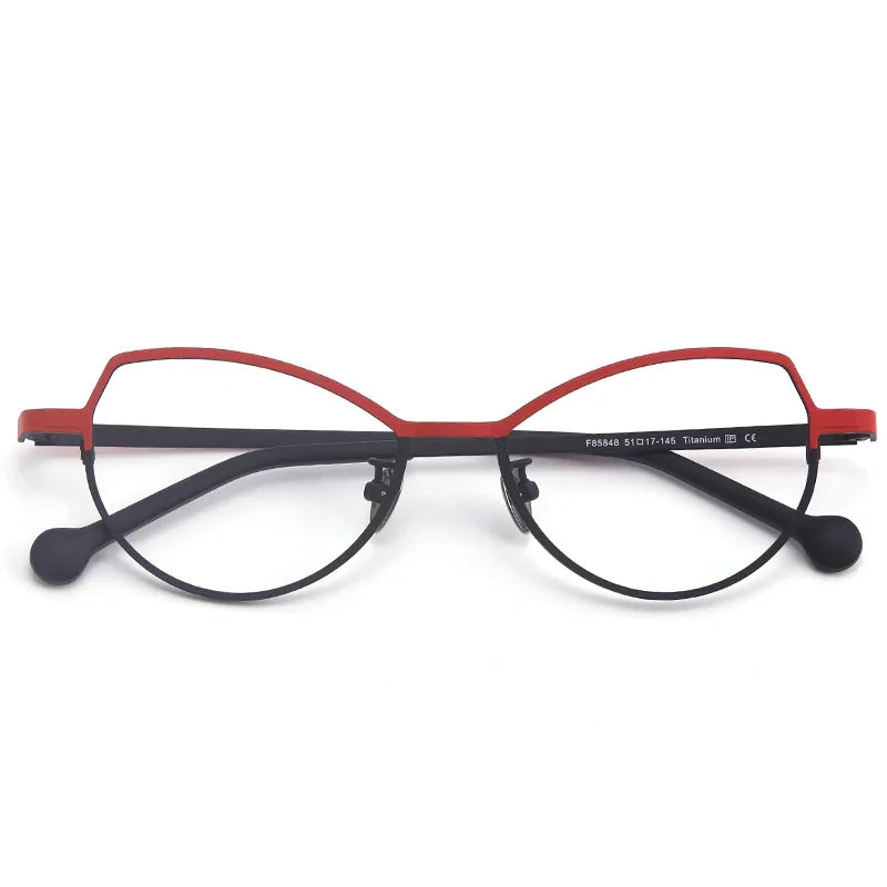 Stylish Unisex Oval Cat Eye Titanium Glasses - Lightweight Full Rim Eyewear Frame 511745 | Perfect for Office, Reading & Fashion Accessories
