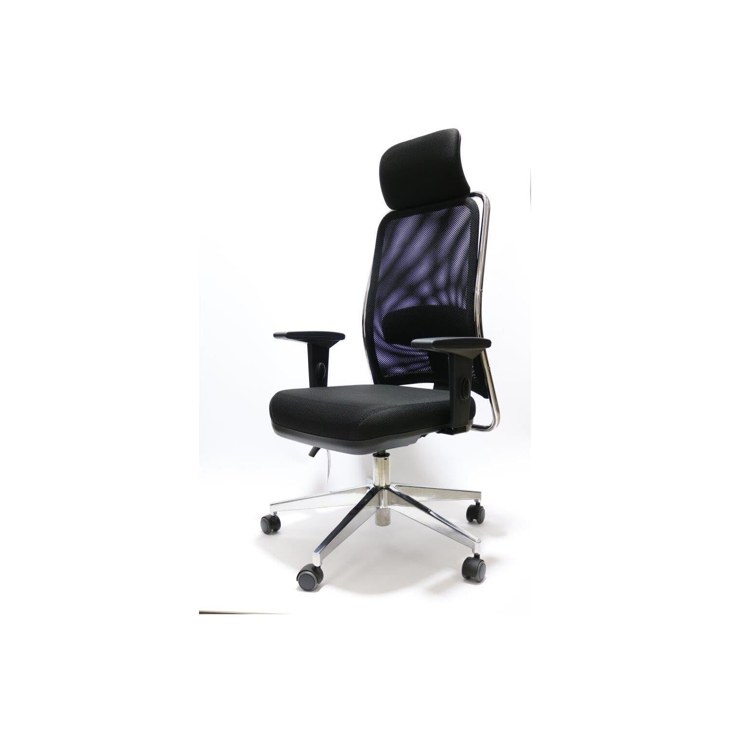 Ergonomic High-Back Office Chair with Headrest - Adjustable Mesh Computer Desk Chair with Lumbar Support - Black - Perfect for Home Office, Gaming & Workspace Comfort