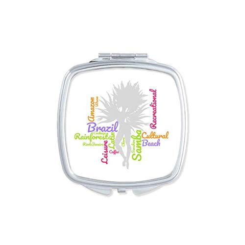 DIYthinker Brazil Dance Samba Culture Wordcloud Mirror - Portable Compact Double Sided Glass Makeup Mirror for Travel, Home Vanity & Dance Studio Accessories