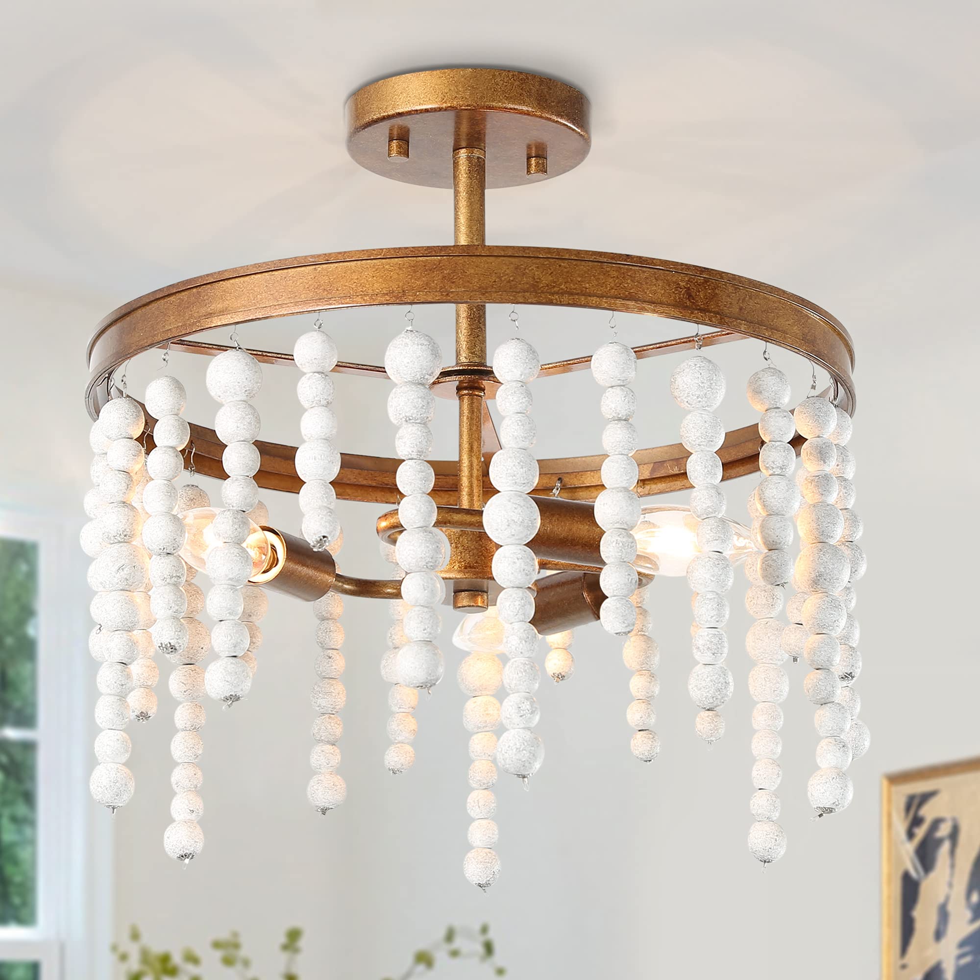 Boho 3-Light Beaded Chandelier - 14
