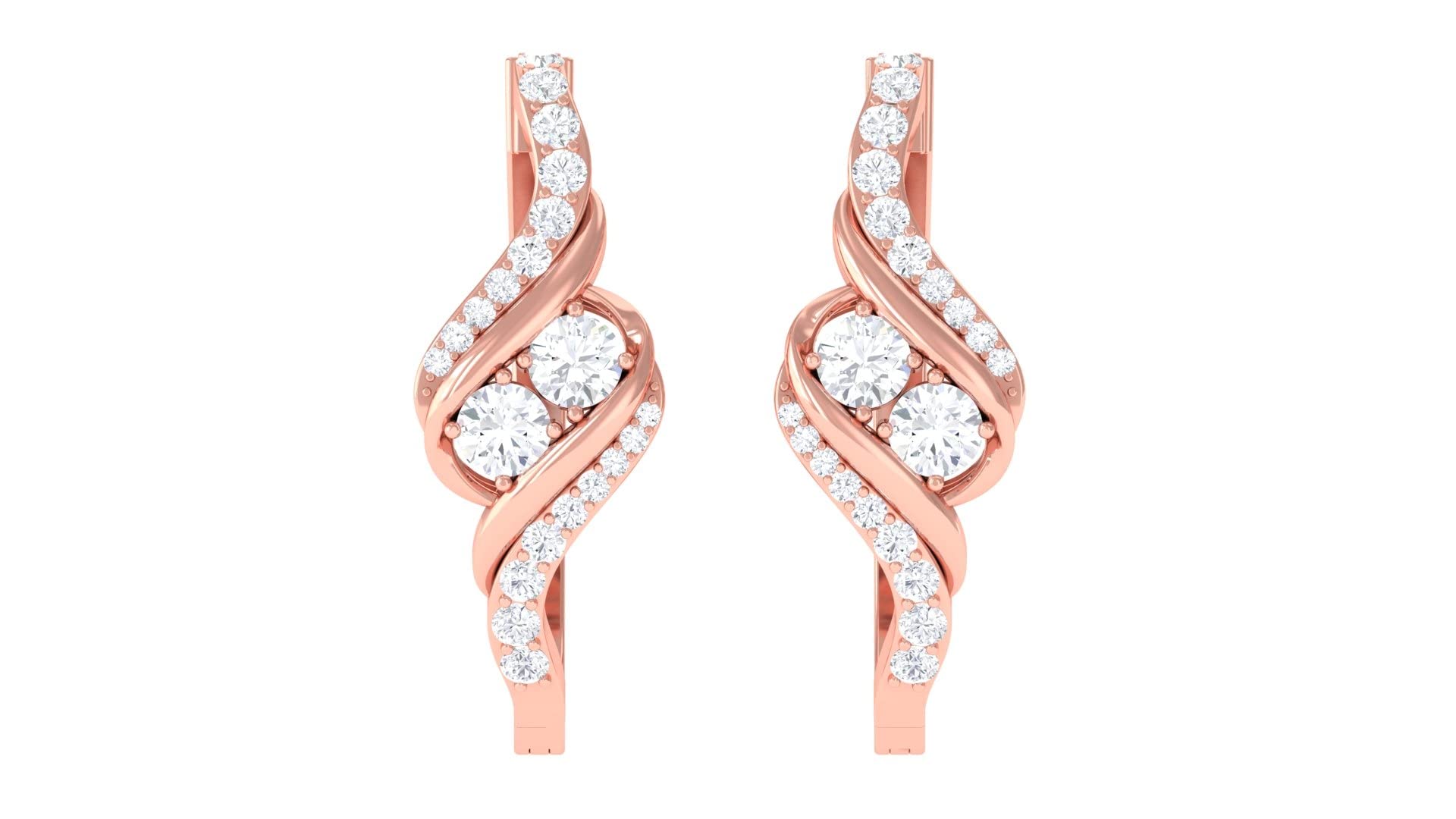 1 CT Round Cut Moissanite Hoop Earrings for Women - 14K Solid Gold Certified Moissanite Bypass & J Hoop Earrings - Perfect for Weddings, Parties & Everyday Elegance