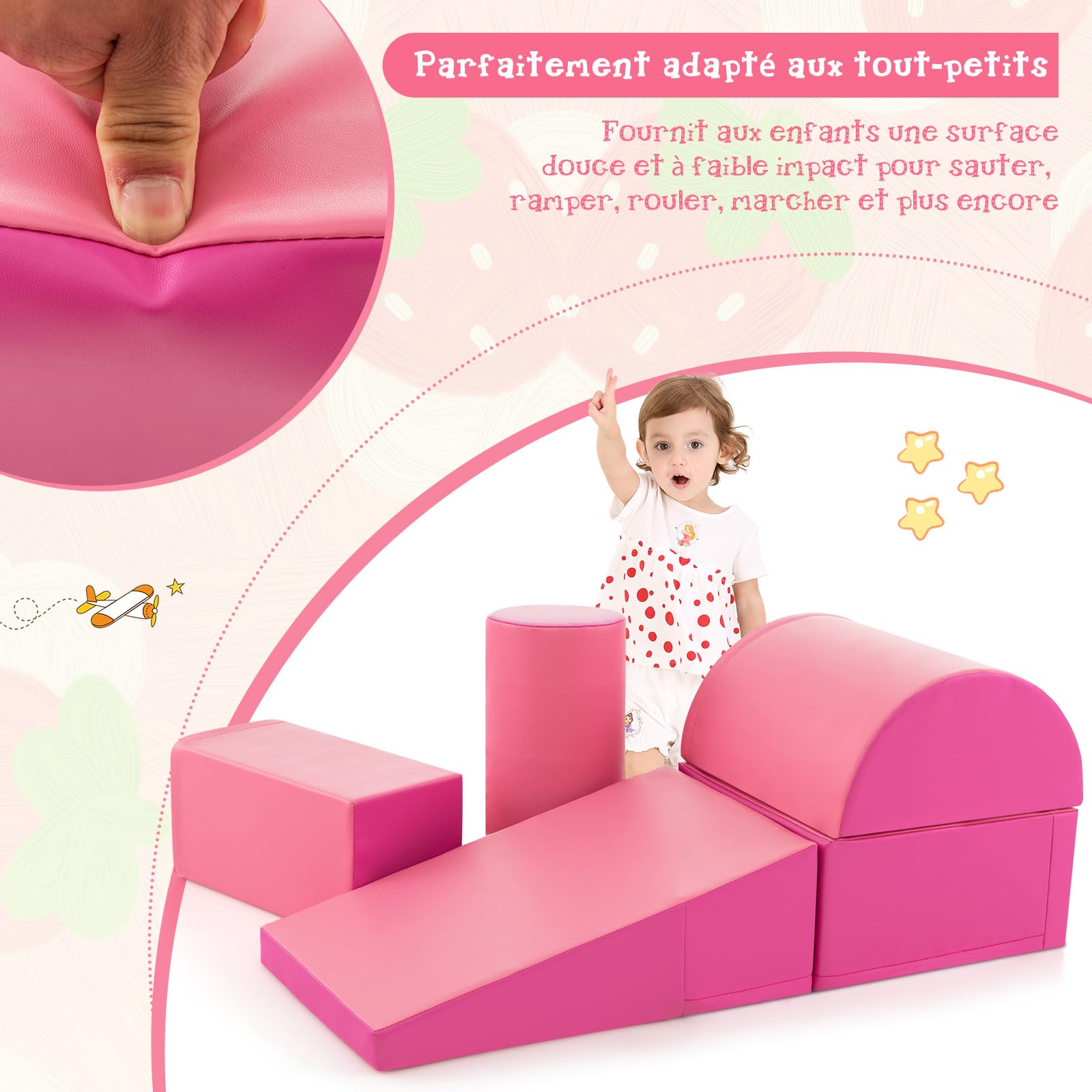COSTWAY 5-Piece EPE Foam Baby Motor Skills Development Toy Set with PU Cover & Clear Closure - Colorful Educational Crawling & Climbing Toys for Toddlers & Preschoolers - Perfect for Playrooms, Daycares & Early Childhood Development