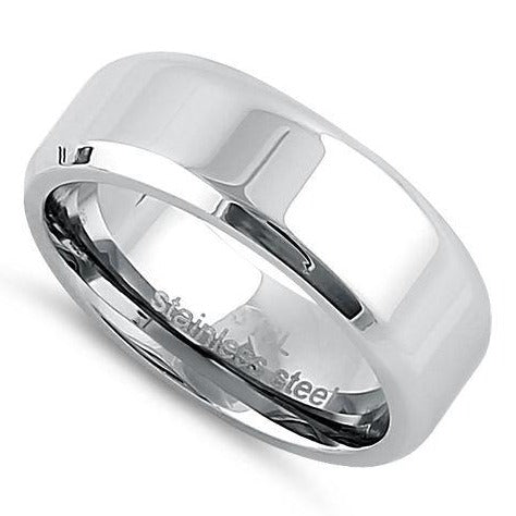 Premium 7mm High Polish Stainless Steel Band Ring for Men & Women - Durable, Hypoallergenic Wedding, Engagement, or Fashion Jewelry Gift