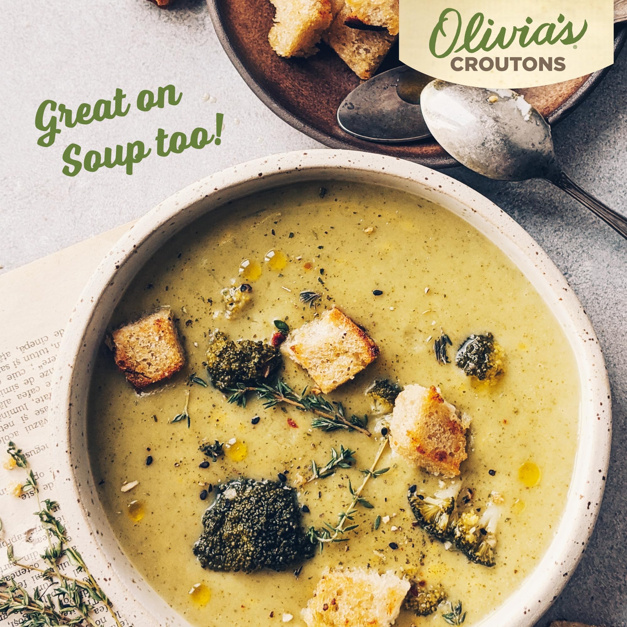 Olivia's Gluten Free Croutons Combo Pack - Garlic & Sea Salt Flavored - Made from Ancient Grain Artisan Bread - Vegetarian, Non-GMO, USA Made - 4.5oz (2 Pack) - Perfect for Salads, Soups & Charcuterie Boards