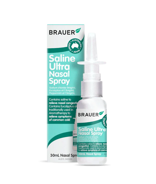 Brauer Saline Ultra Nasal Spray for Adults & Kids - Natural Saline Solution for Dry Nose, Allergies & Congestion Relief - Drug-Free Nasal Moisturizer for Travel, Home & Daily Use