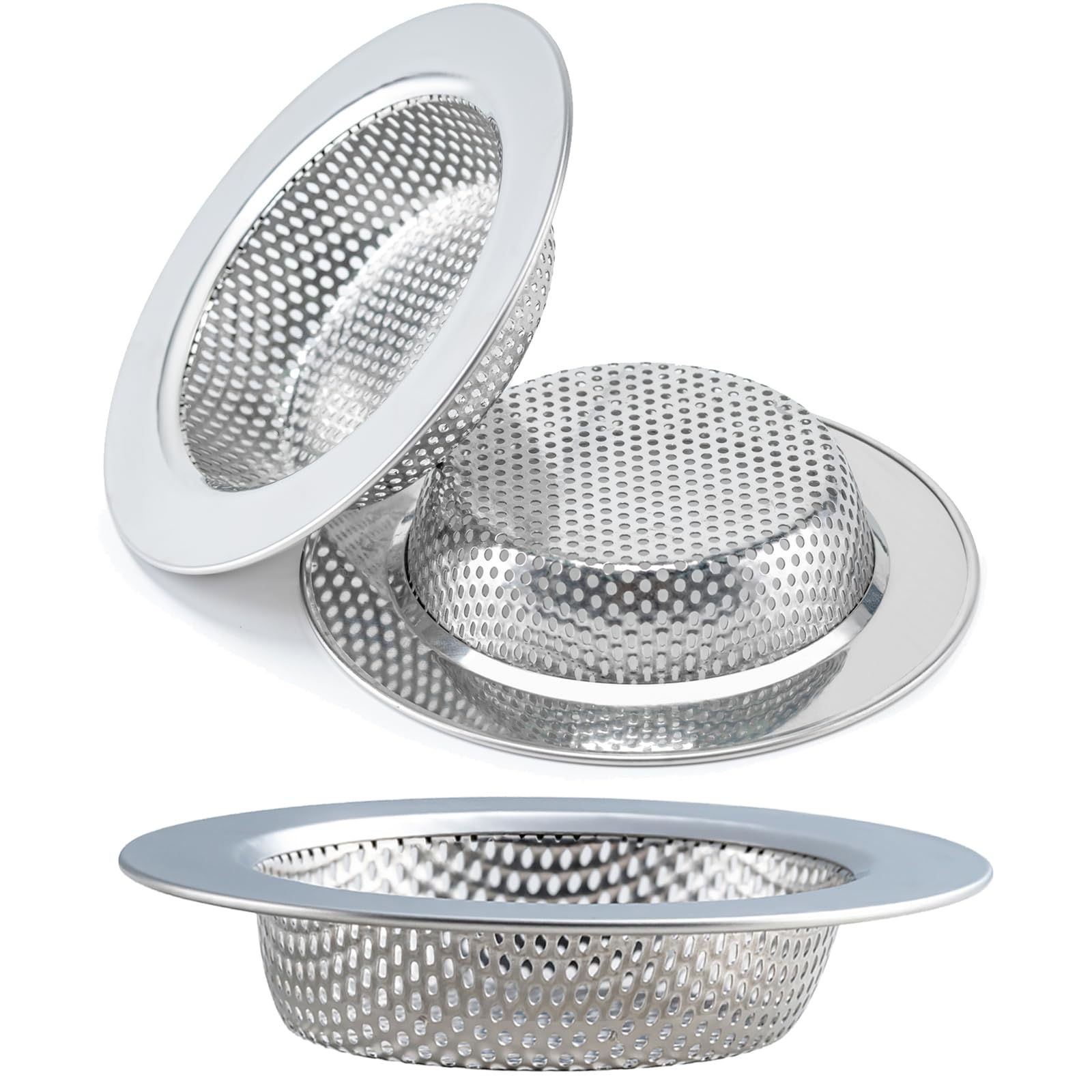 3-Pack Upgraded Double-Layer Kitchen Sink Strainer - 4.5 Inch Outer Diameter, Universal Fit for Most Sink Drains | Durable & Safe Design for Daily Dishwashing & Food Prep