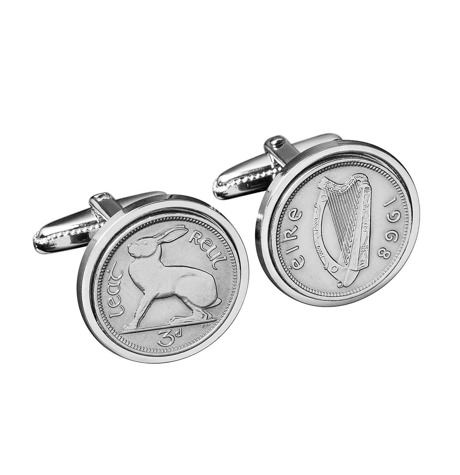 Vintage Irish Coin Cufflinks - Authentic Lucky Threepence Ireland Coin Jewelry - Unique Irish Gifts for Men - Perfect for Weddings, Business Attire & St. Patrick's Day