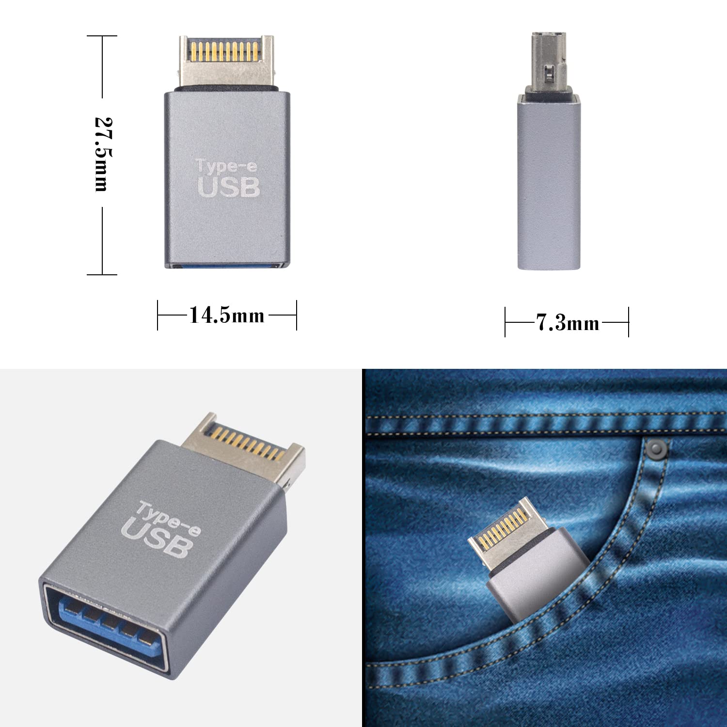 Duttek USB 3.1 Type-E Male to USB 3.0 Female Motherboard Adapter - 10Gbps High Speed Internal Converter (1 Pack) - Perfect for PC Builds, Motherboard Upgrades & Computer Hardware Expansion