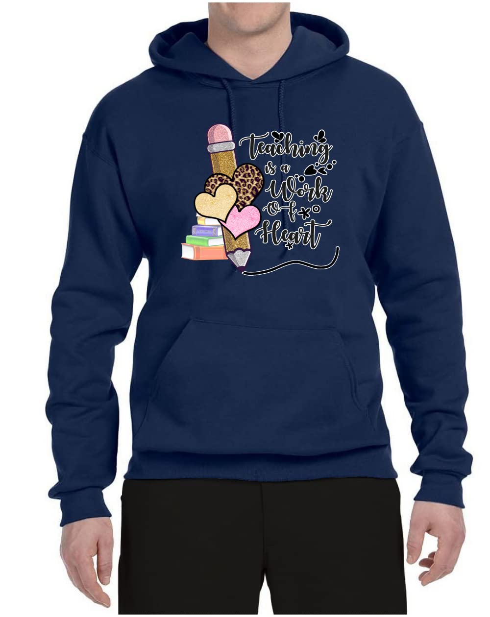 Wild Bobby Teaching is a Work of Heart Pop Culture Graphic Hoodie - Unisex Soft Cotton Sweatshirt for Teachers & Educators - Perfect for Classroom, School Events & Casual Wear