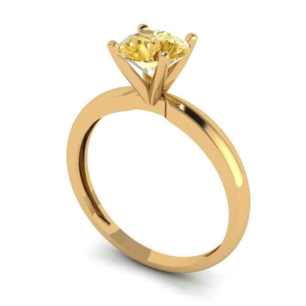 1.0 ct Natural Yellow Citrine Solitaire Engagement Ring - 14k Yellow Gold Round Cut Bridal Ring for Women | Anniversary, Proposal, Wedding Jewelry Gift