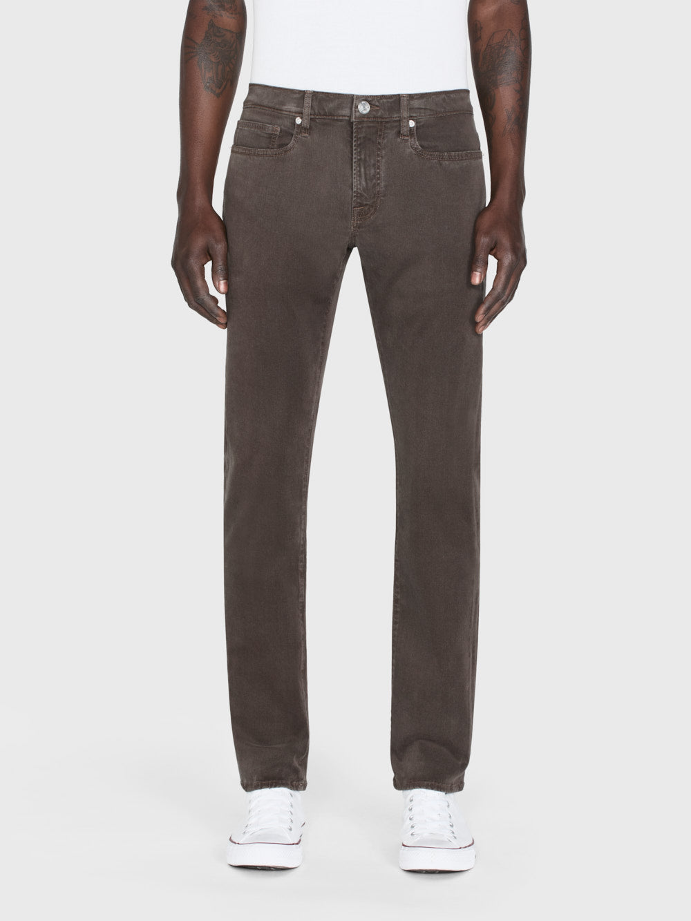 L'Homme Slim Fit Brushed Twill Pants for Men - Comfortable Stretch Chino Trousers in Mocha Brown | Perfect for Office Wear, Business Casual & Smart Outfits