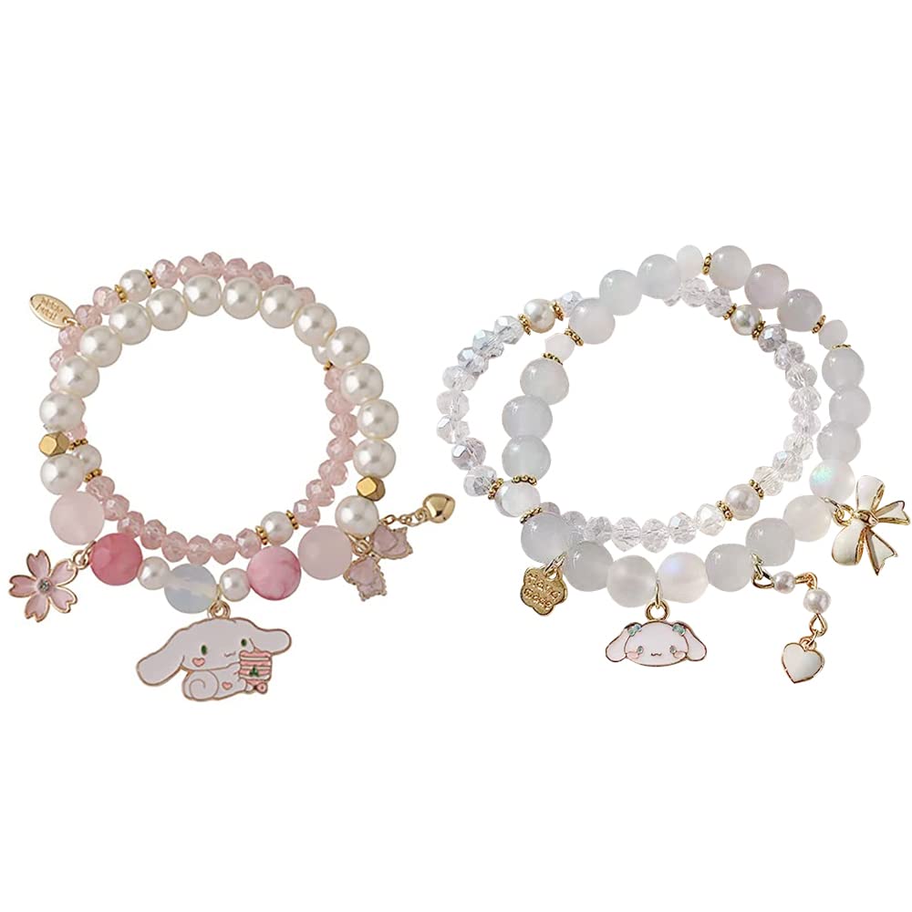 Kawaii Beaded Elastic Bracelets for Women & Girls - Friendship & BFF Best Friend Bracelets for Attraction & Relationships | Perfect for Gifts, Parties & Everyday Wear