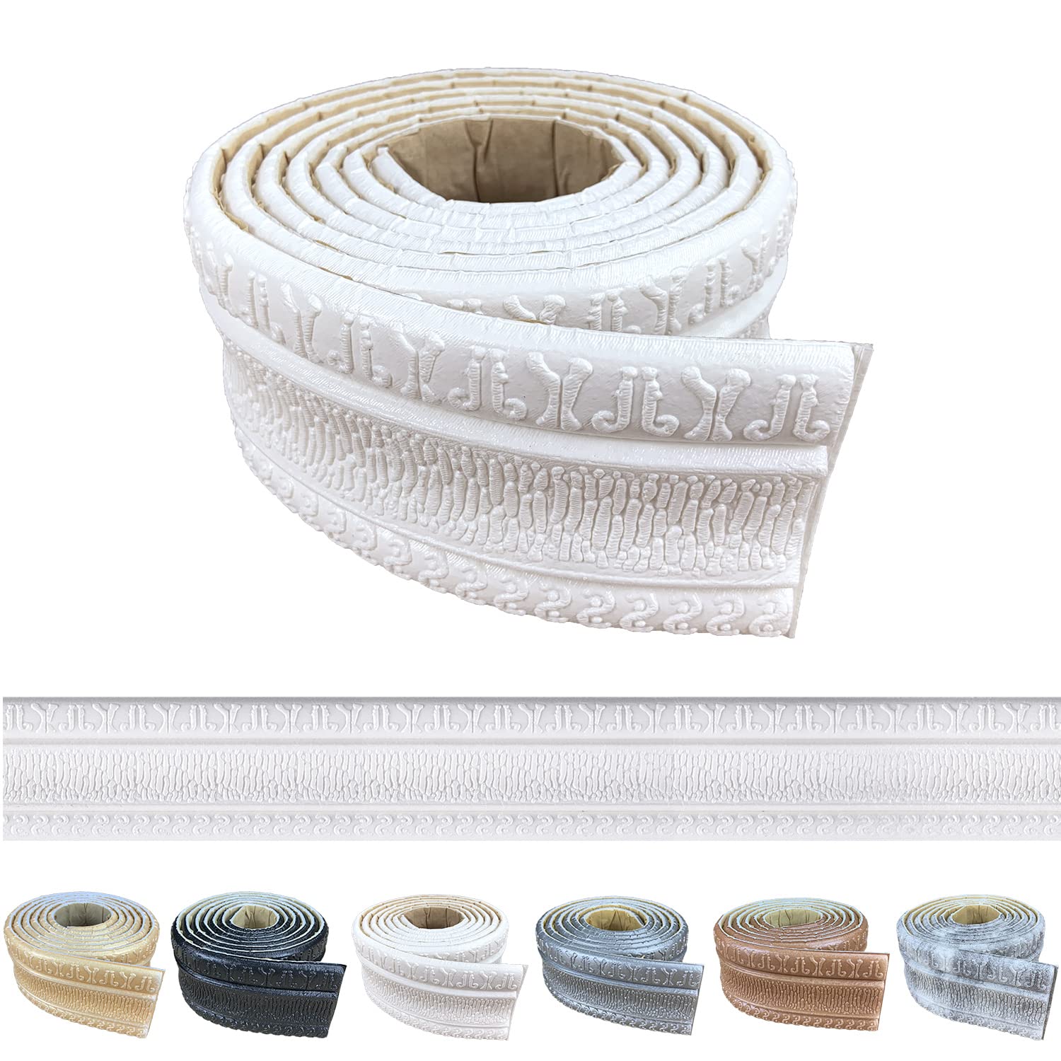 Self-Adhesive 3D Crown Molding Peel and Stick Wall Trim - Flexible Foam Baseboard for Mirror Borders & Wall Edging (White, 1PCS-89) - Perfect for Home Renovation, DIY Projects & Interior Decoration