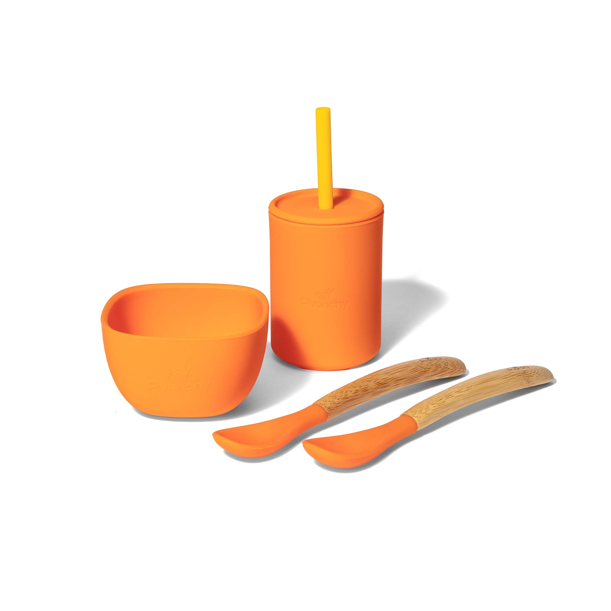 Avanchy Baby Dish Set - Silicone Bowl, Cup & Bamboo Spoons for Infant Feeding