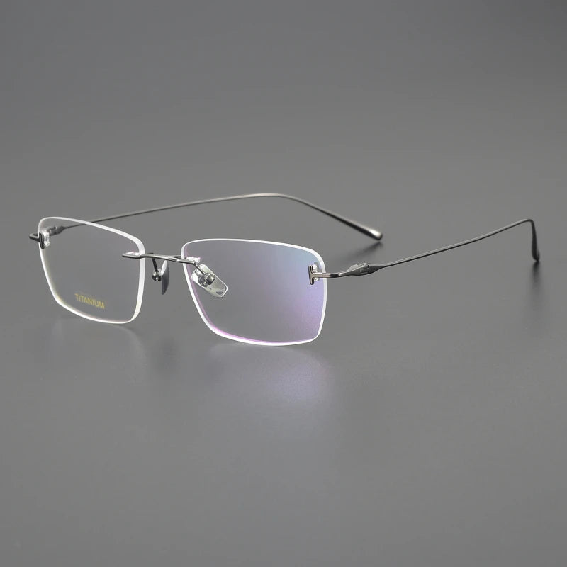 Stylish Unisex Black Rimless Rectangle Titanium Eyeglasses FT5678 - Lightweight & Durable for Work, Reading & Everyday Wear
