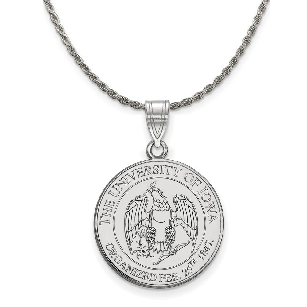 Black Sterling Silver Iowa Crest Pendant Necklace - Perfect for Alumni Gifts